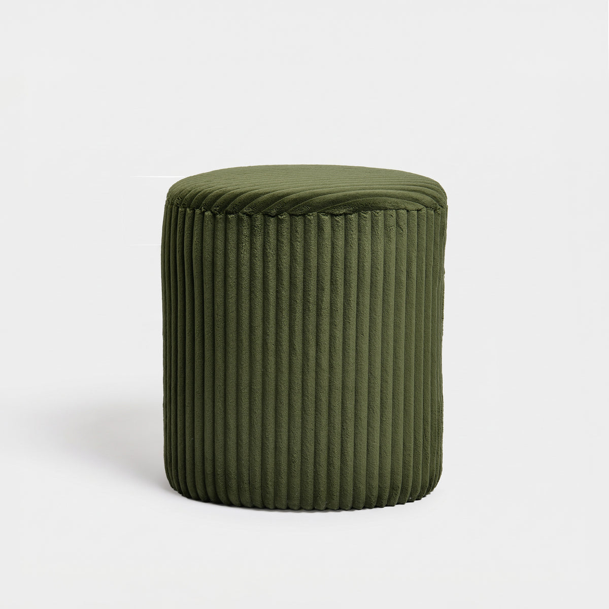 Pouf Emmy triangulaire en velours côtelé vert kaki - Maison Pavane