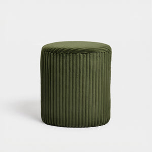 Pouf Emmy triangulaire en velours côtelé vert kaki - Maison Pavane