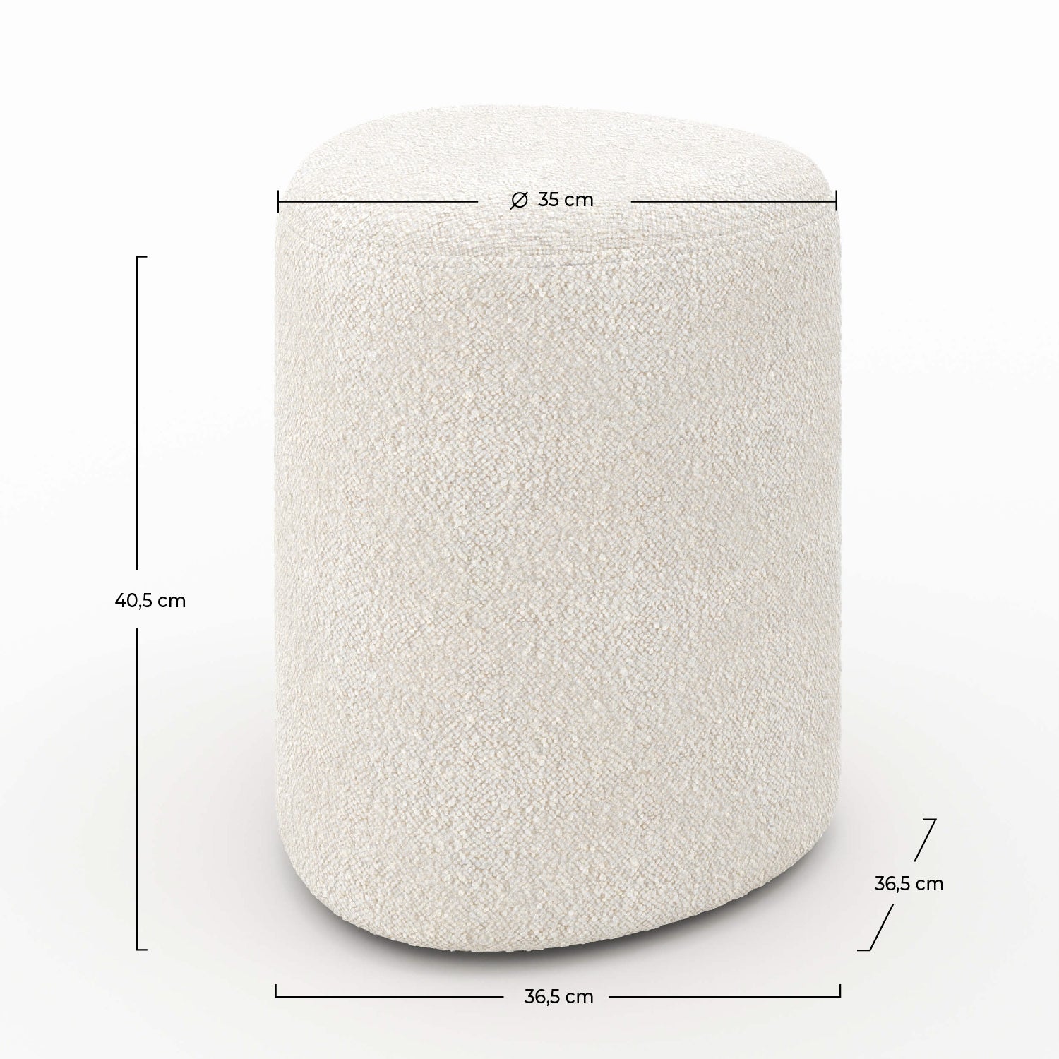 pouf in tessuto bouclé beige Emmy