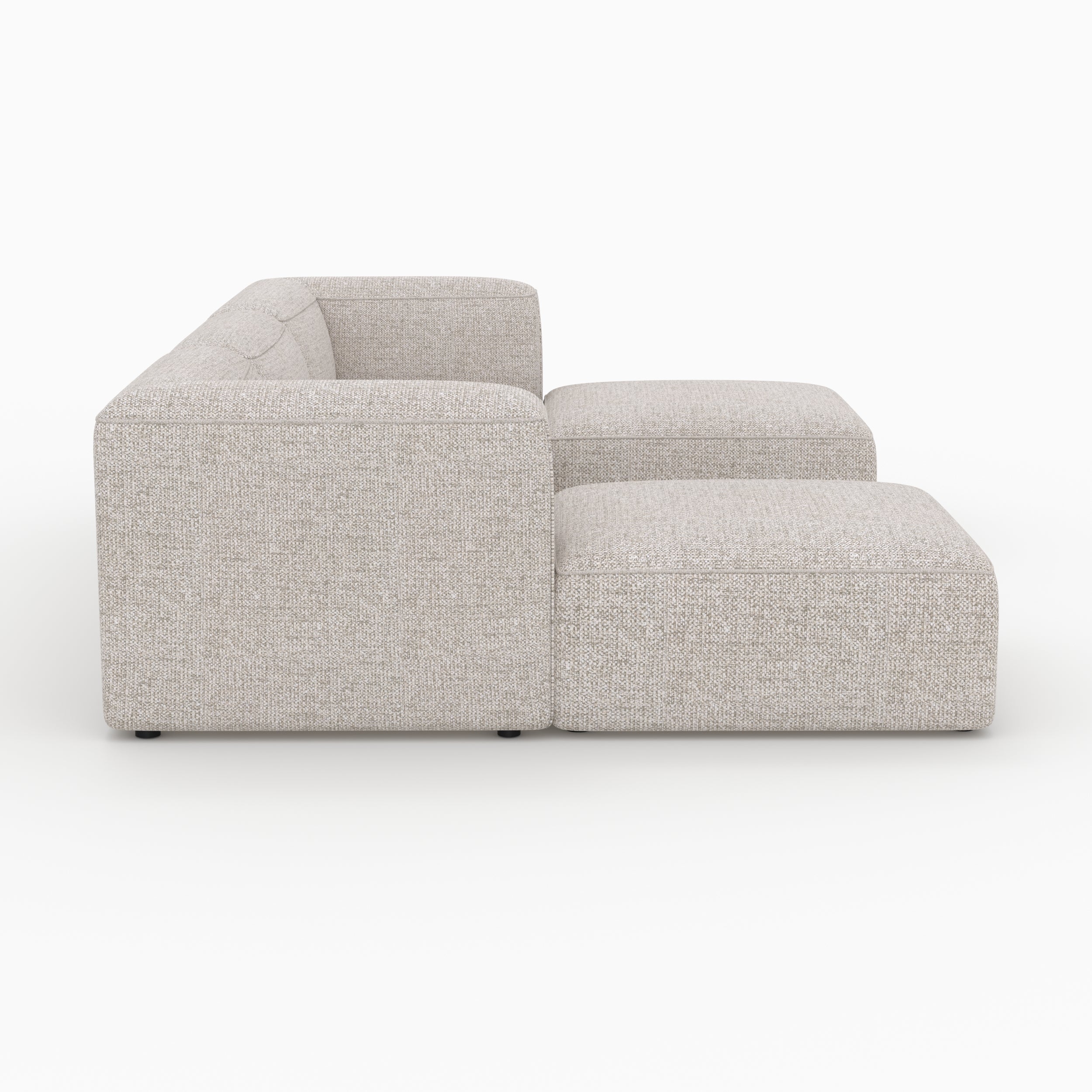Pouf et canapé modulable Mina tissu beige 3 places