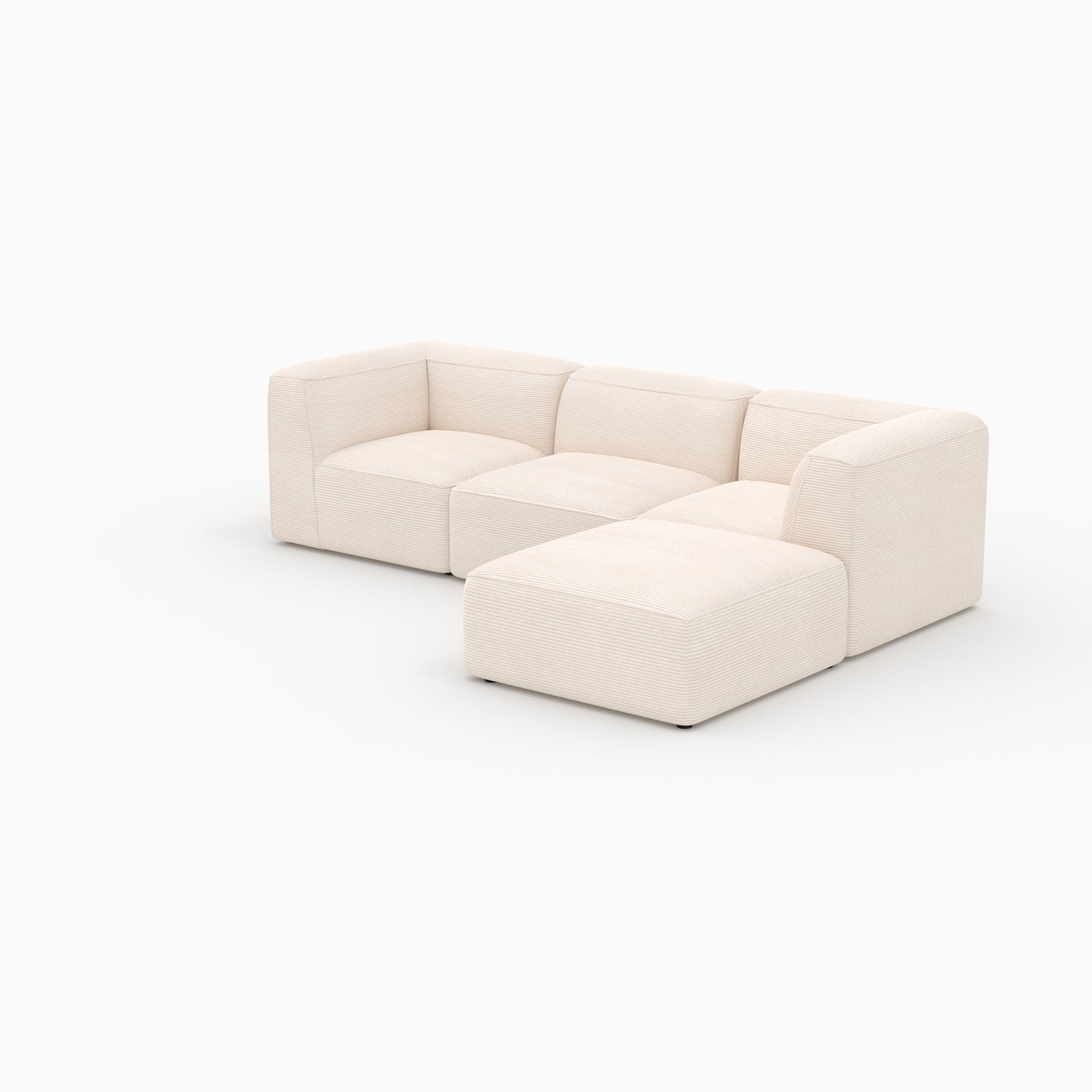 Pouf et canapé modulable Mina velours blanc 3 places