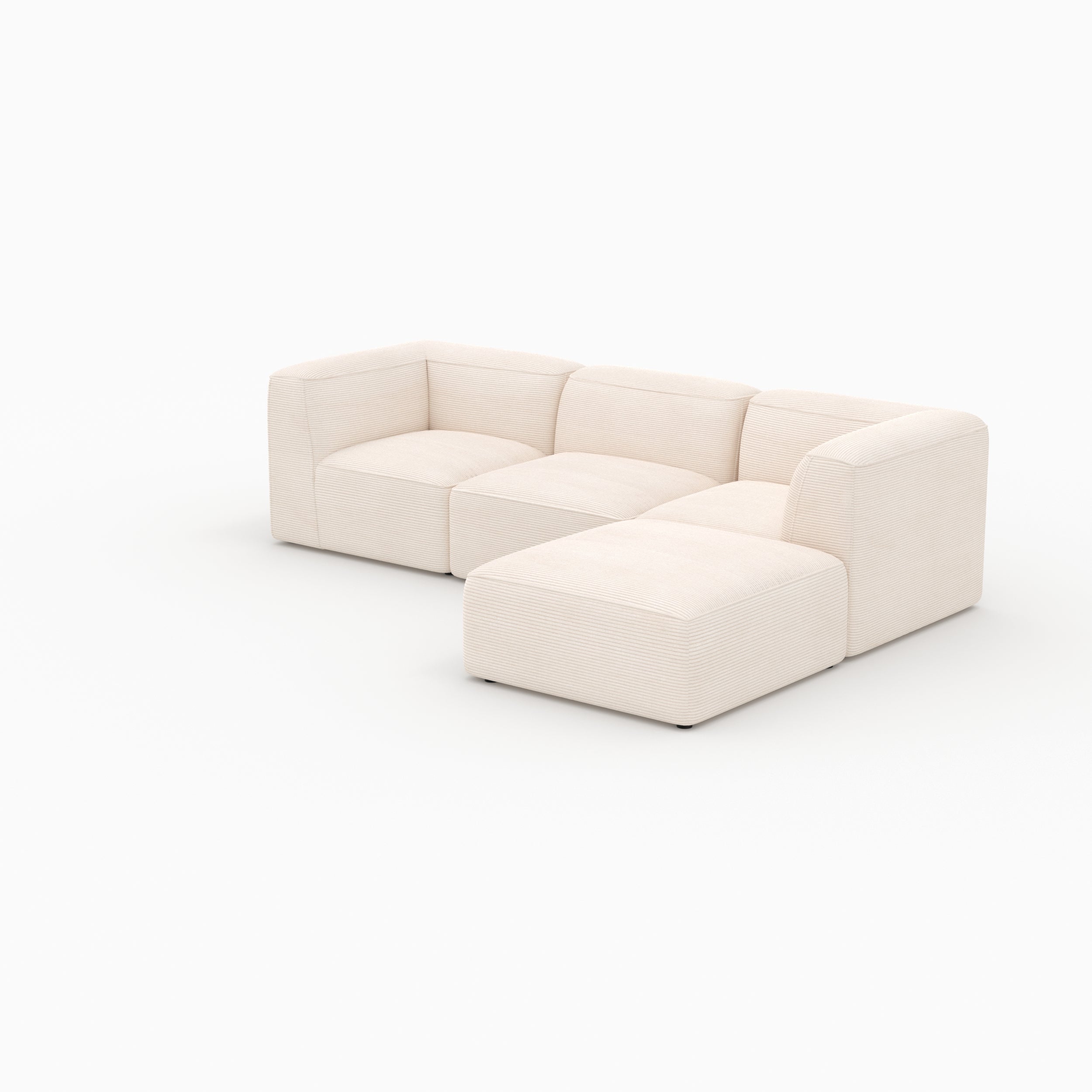 Pouf et canapé modulable Mina velours blanc 3 places