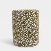 Pouf Lily rond en tissu motif léopard kaki - Maison Pavane
