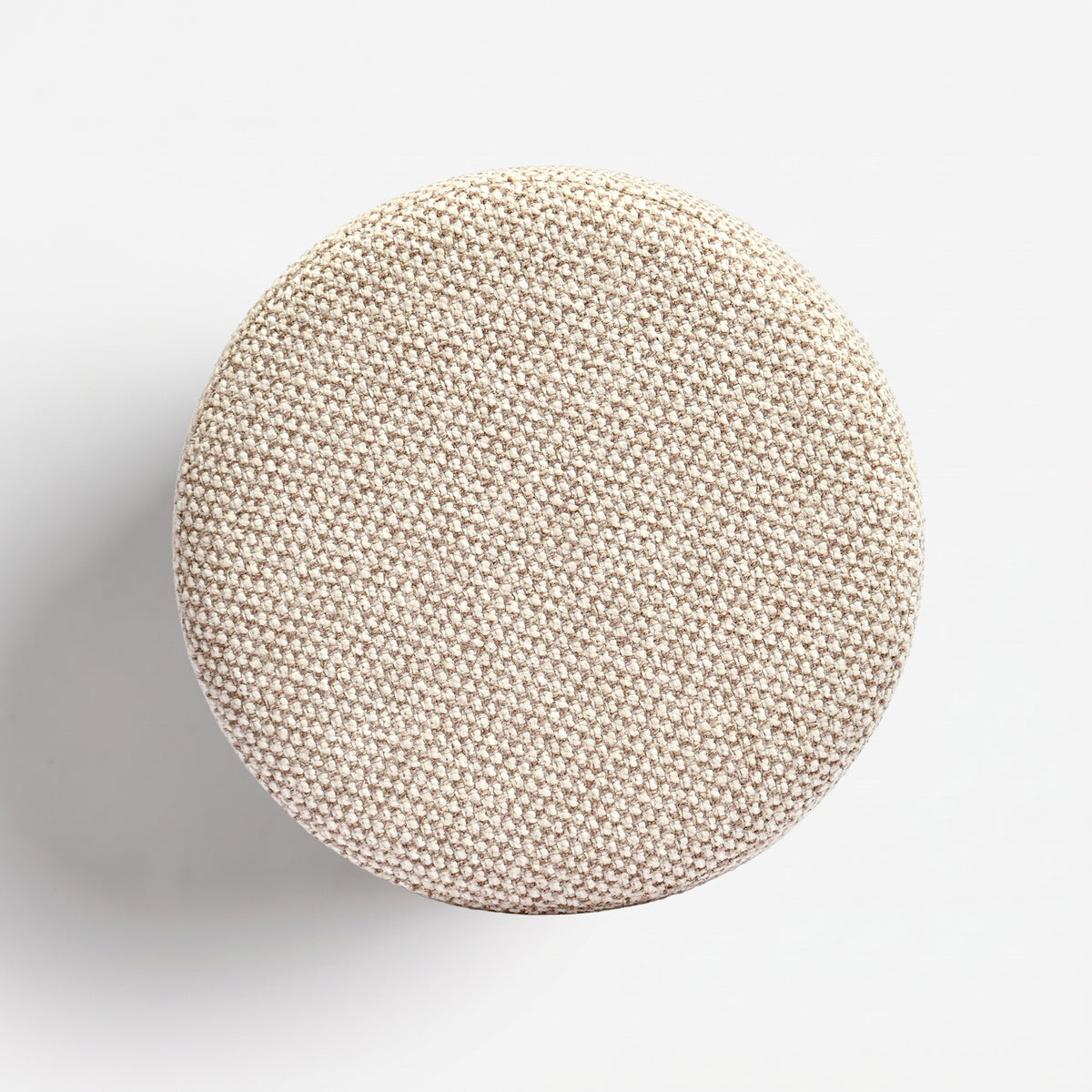 Pouf Lily rond en tissu texturé beige, vue de dessus - Maison Pavane