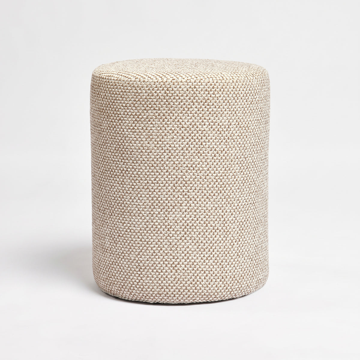 Pouf Lily rond en tissu texturé beige - Maison Pavane