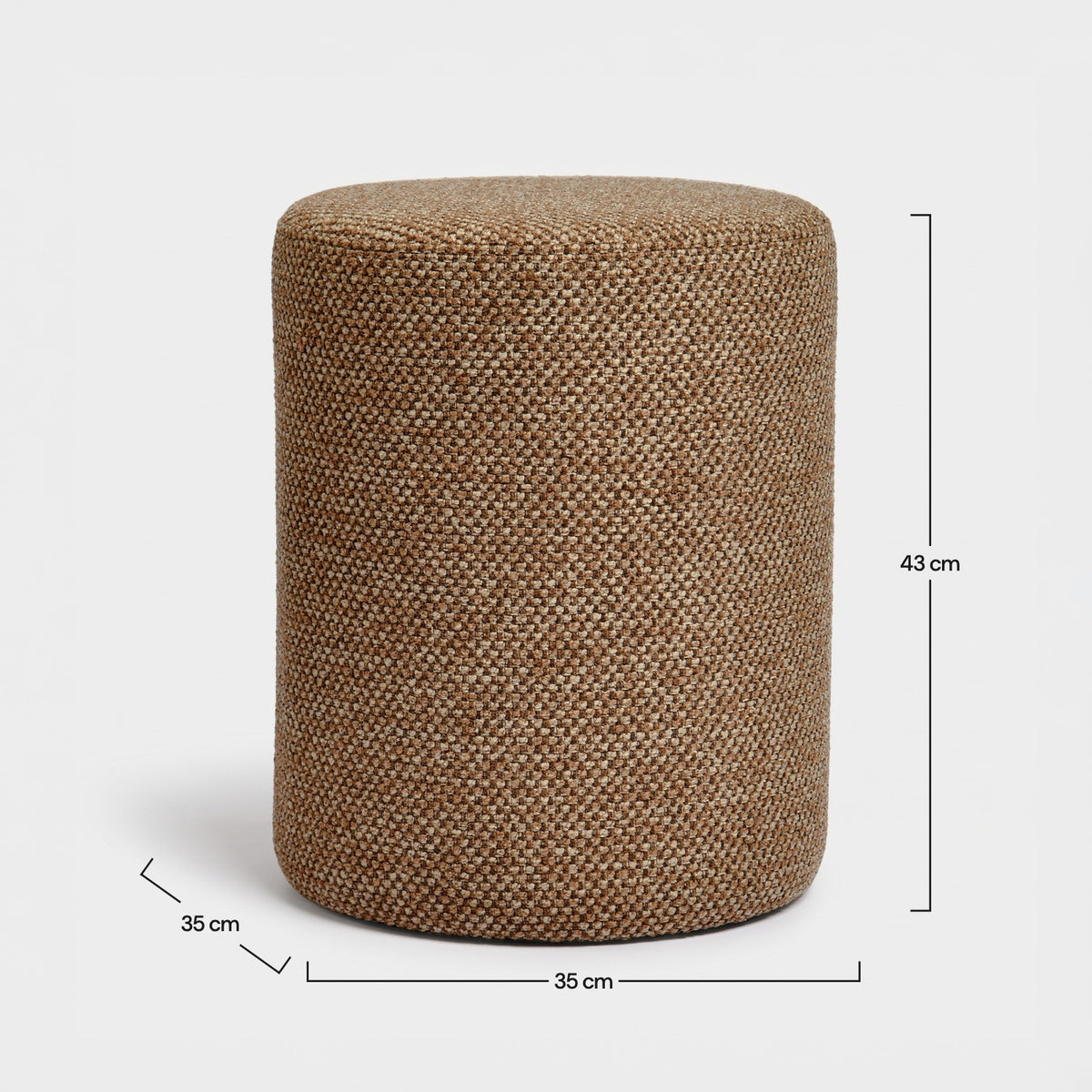Dimensions du pouf Lily rond en tissu texturé marron - Maison Pavane