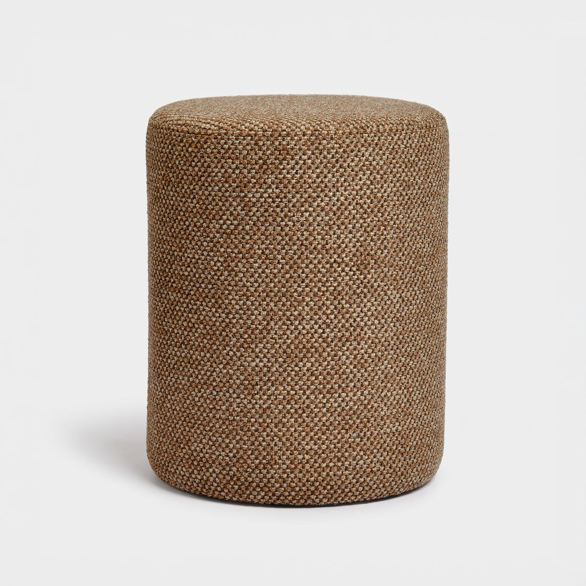 Pouf Lily rond en tissu texturé marron - Maison Pavane