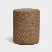 Pouf Lily rond en tissu texturé marron - Maison Pavane