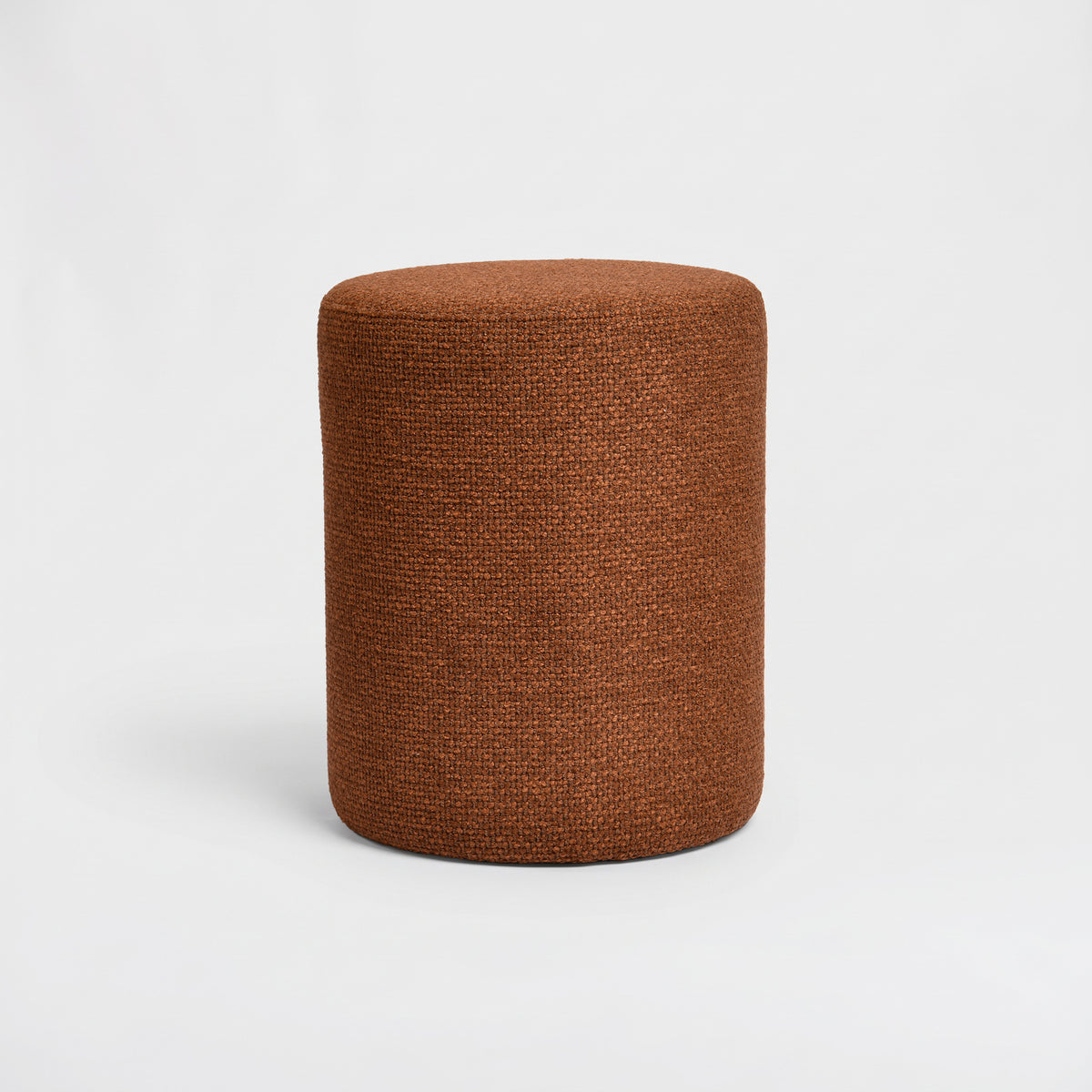 Pouf Lily rond en tissu texturé terracotta - Maison Pavane