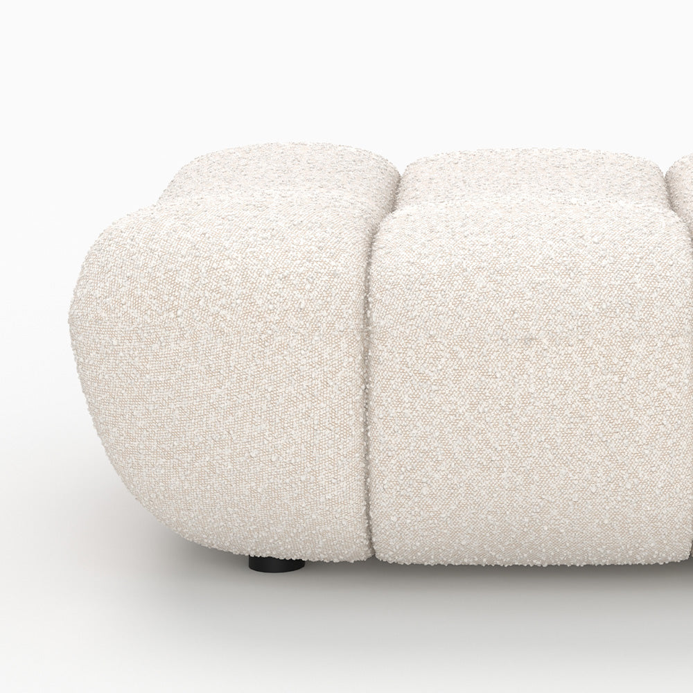 Pouf tissu bouclé blanc teddy design assise prolongee