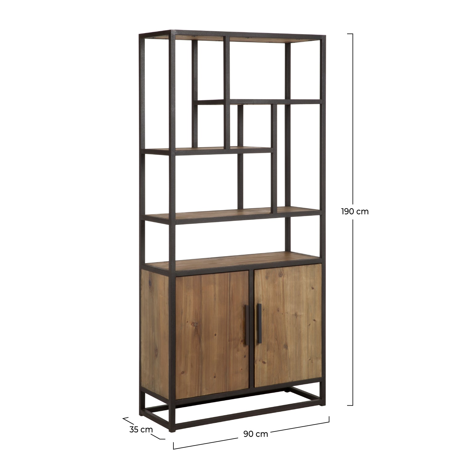 Rangement étagère bois et métal noir