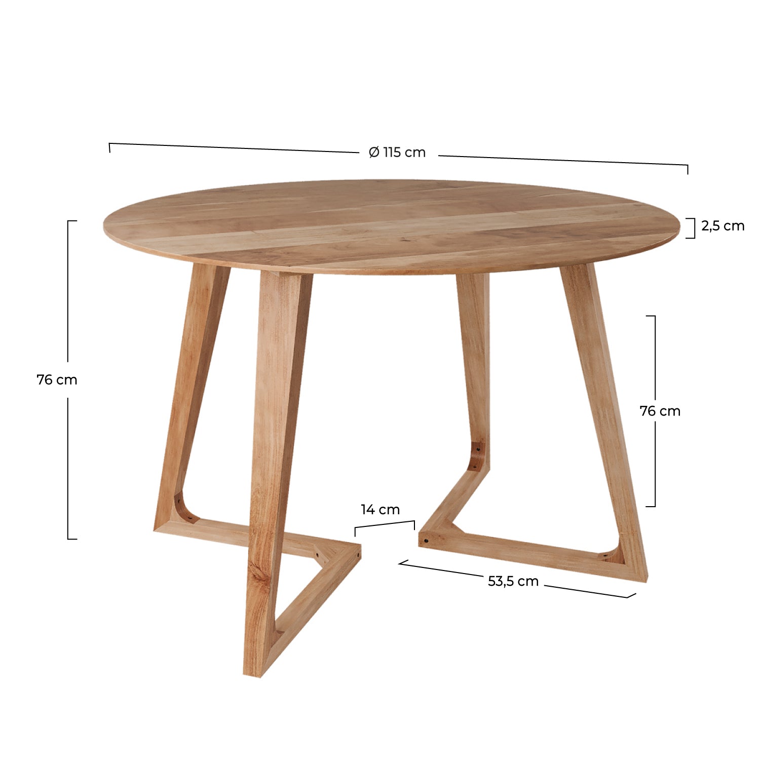 rdv deco acquistare tavolo da pranzo rotondo in legno di acacia e metallo 115 cm