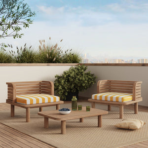 Assise rayé jaune et bois