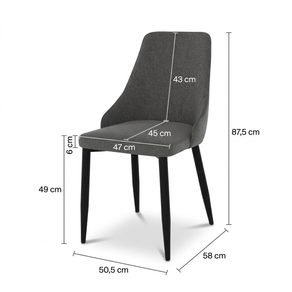 Chaise pipo gris foncé tissu