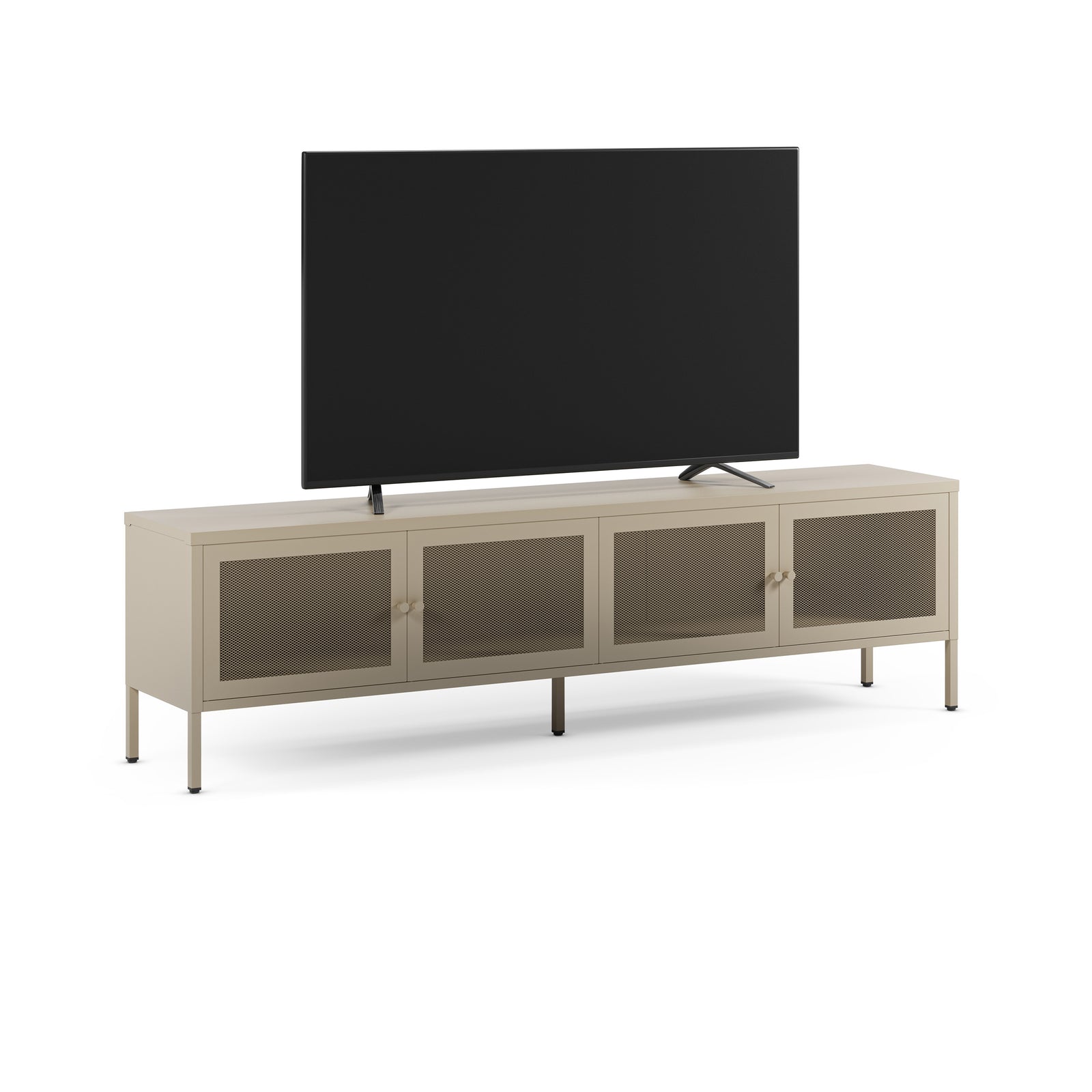 Meuble tv Latem 4 portes 160cm métal beige