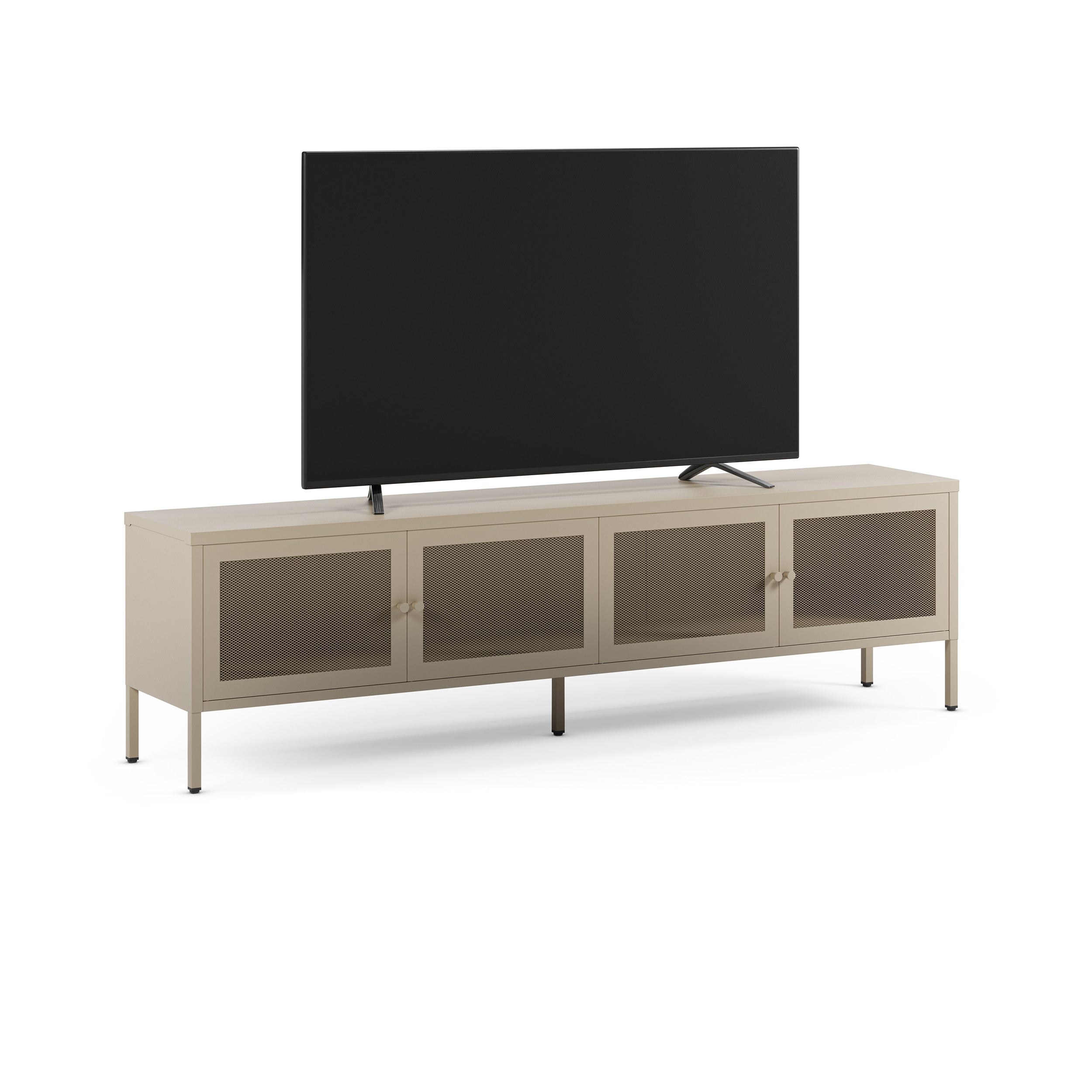 Meuble tv Latem 4 portes 160cm métal beige
