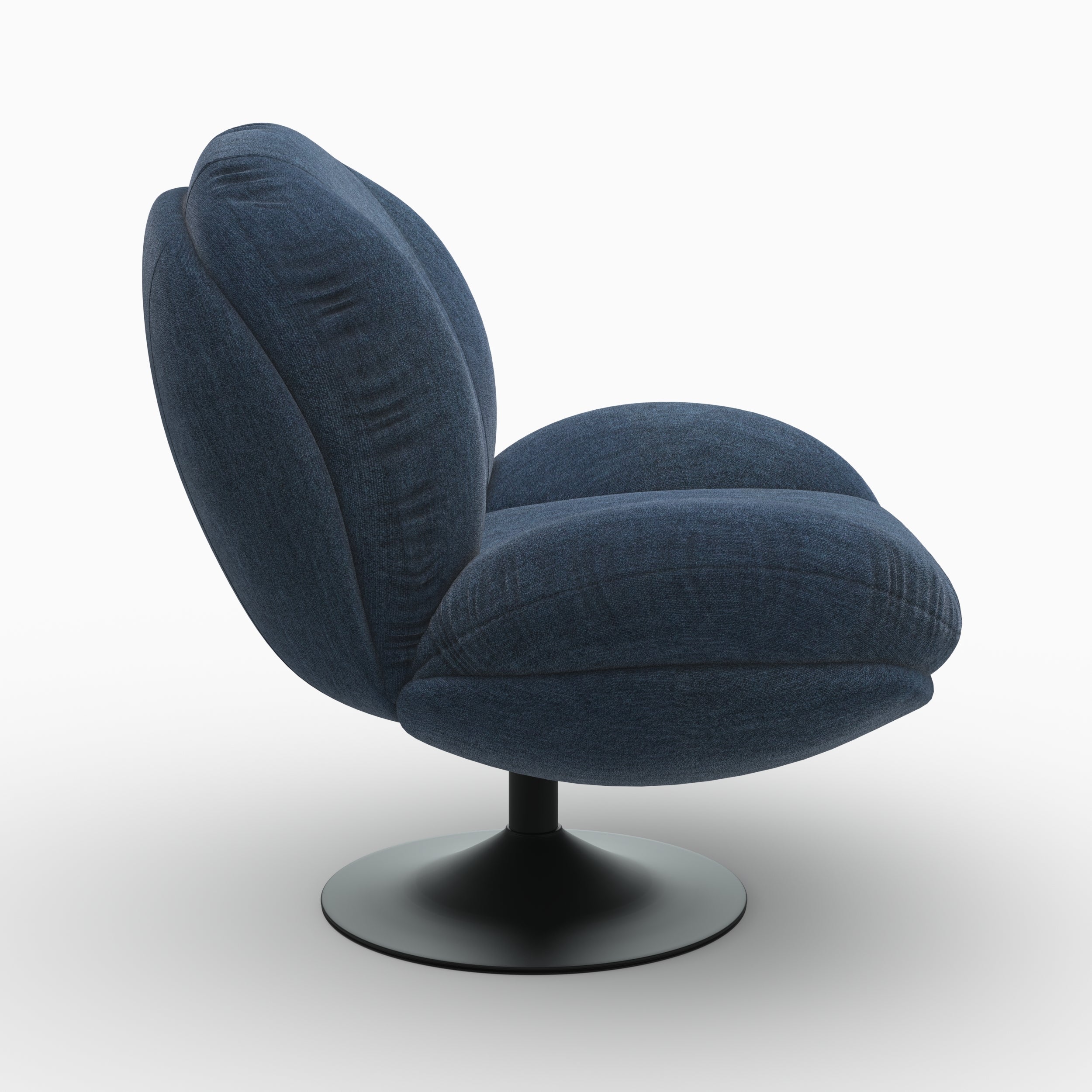 Fauteuil Ricci effet velours bleu foncé pivotant