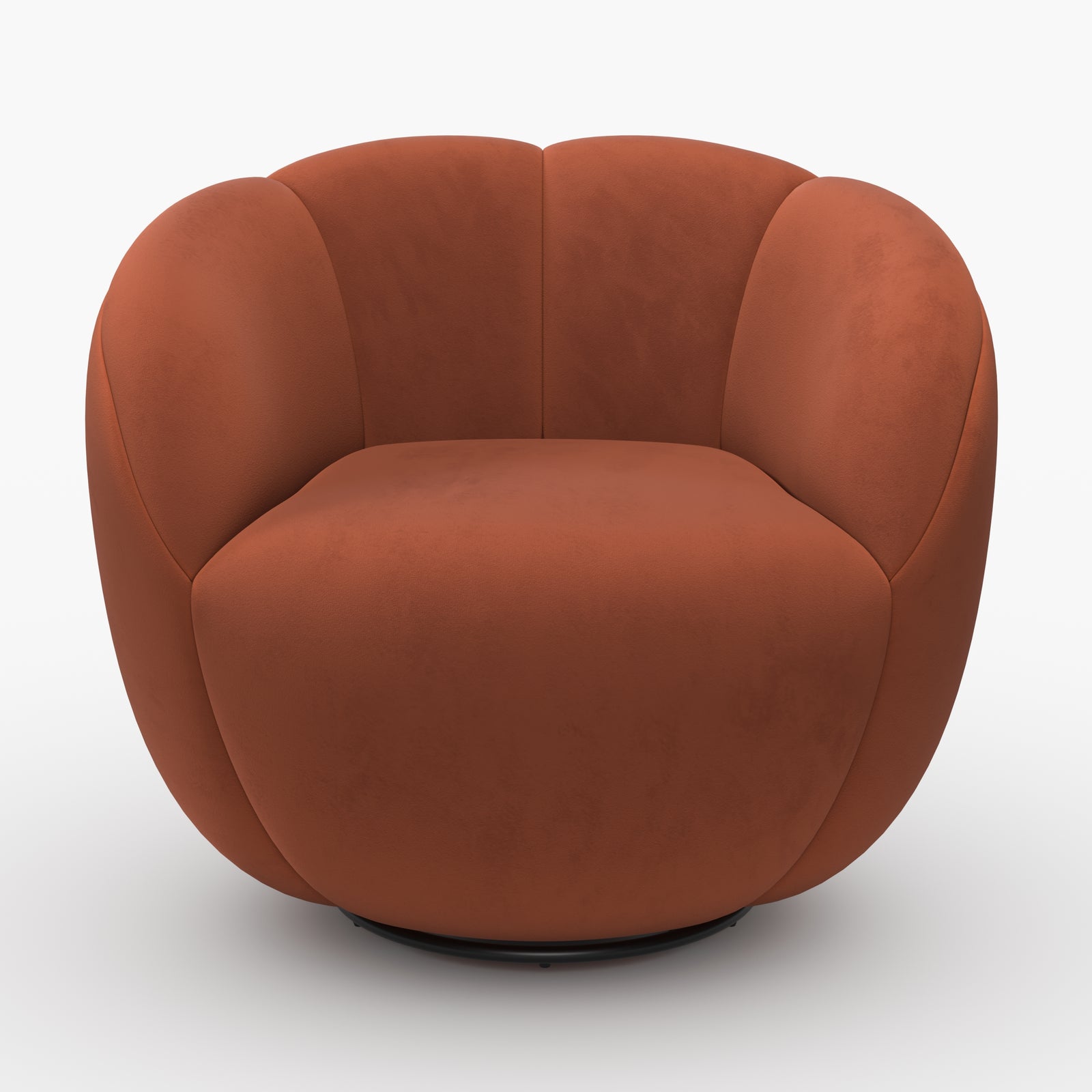 Fauteuil Yse pivotant velours rouille