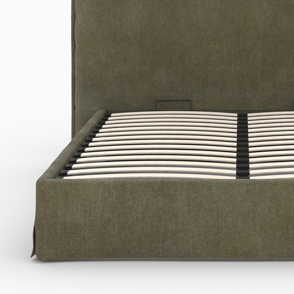 Lit 160x200cm Safia double coffre vert olive