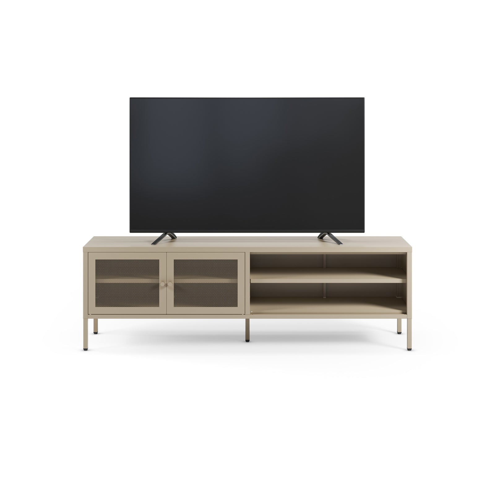 Meuble tv Latem 2 portes 160cm métal beige