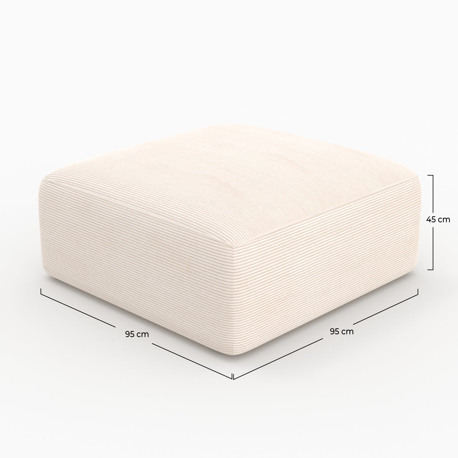 Pouf carre Mina velours blanc cassé canapé modulable