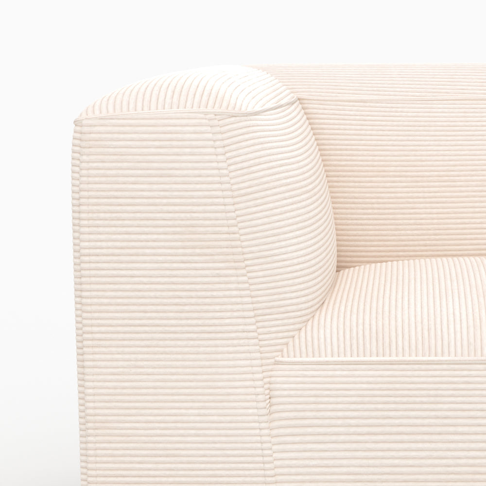 Salon Mina canapé blanc 3 places pouf