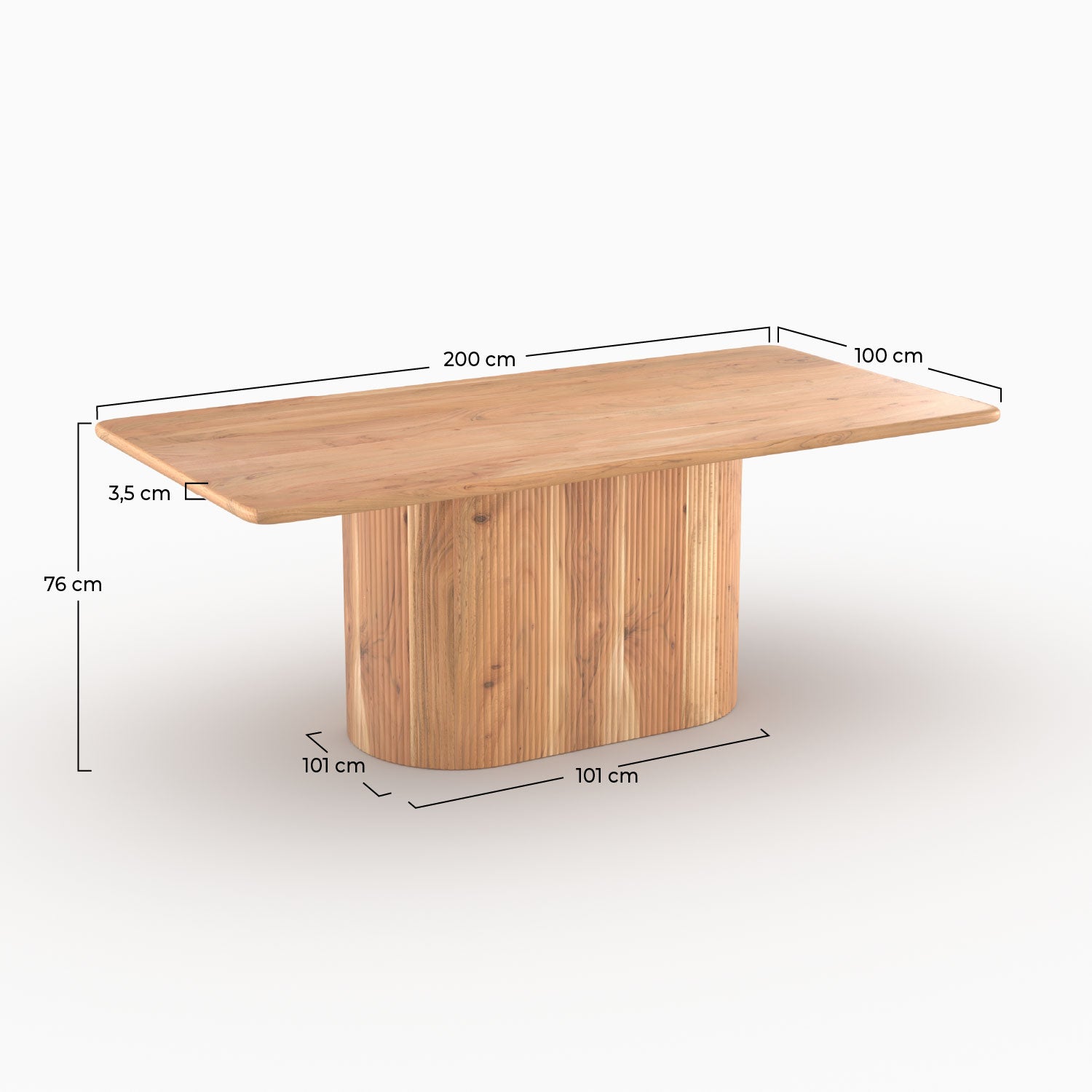 Table june acacia bois massif 6 places