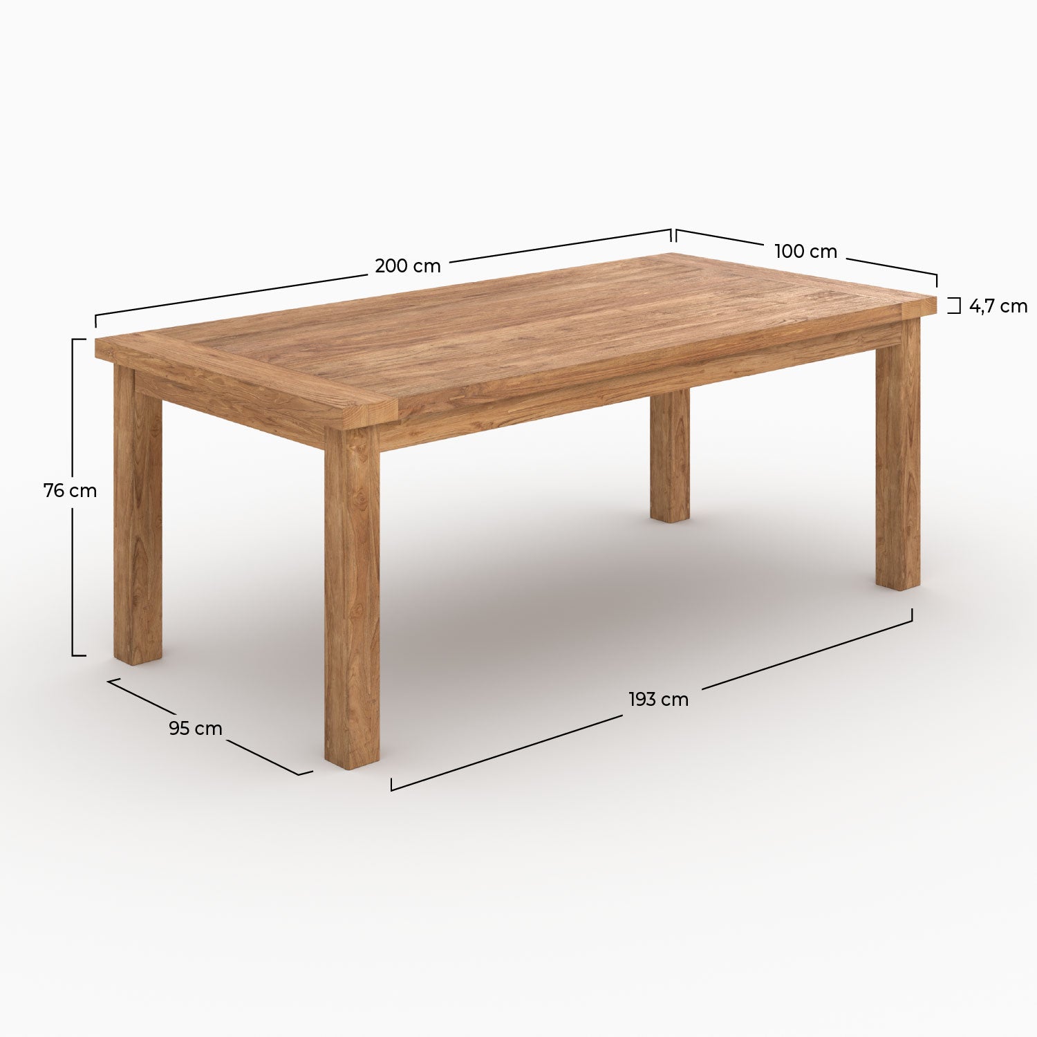 Table memo rectangulaire teck