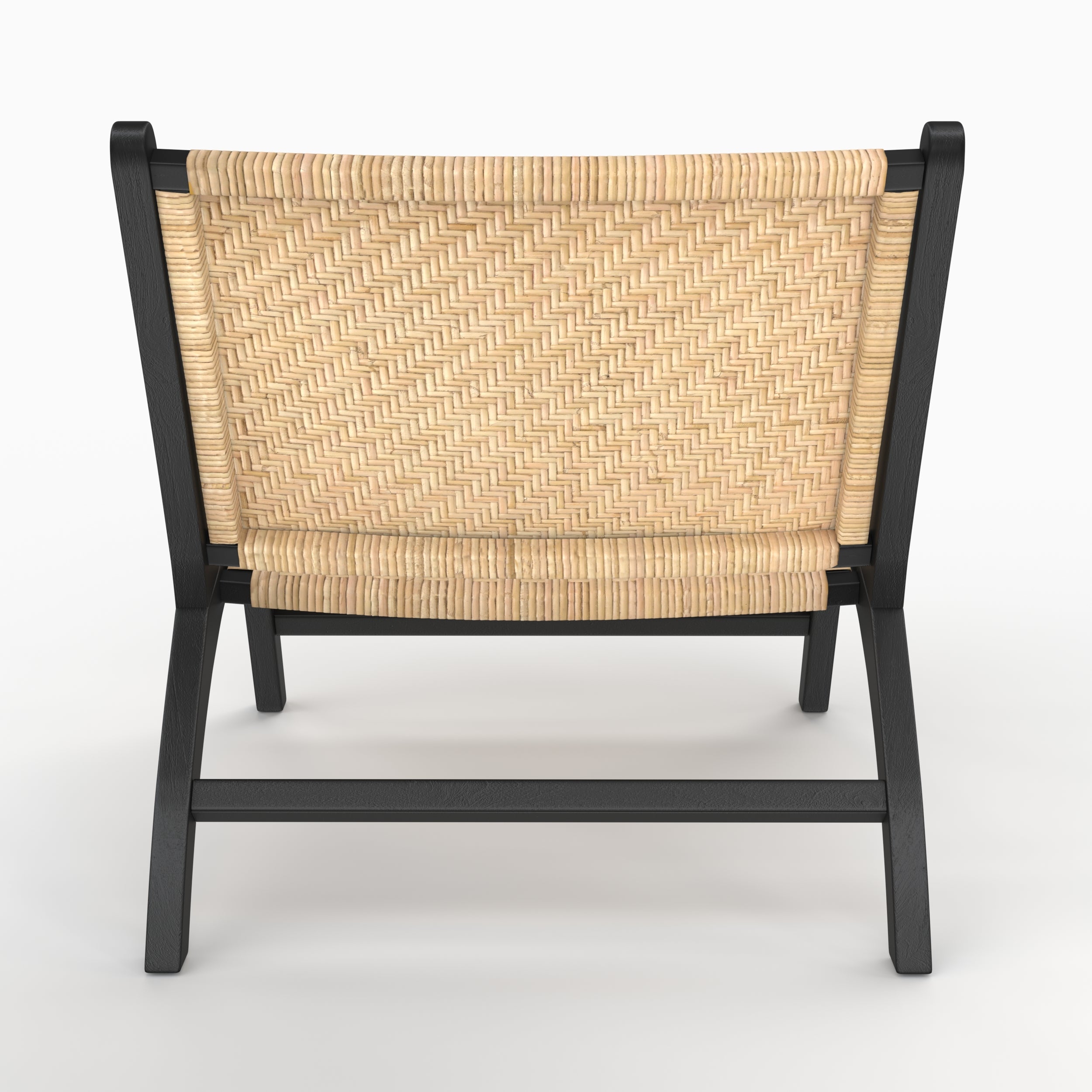 Fauteuil Kilka bois teck rotin chevron noir