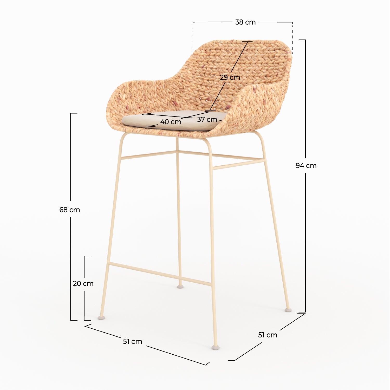 Chaises ilotcentral Faro 66cm lot2 naturelle bohème nature