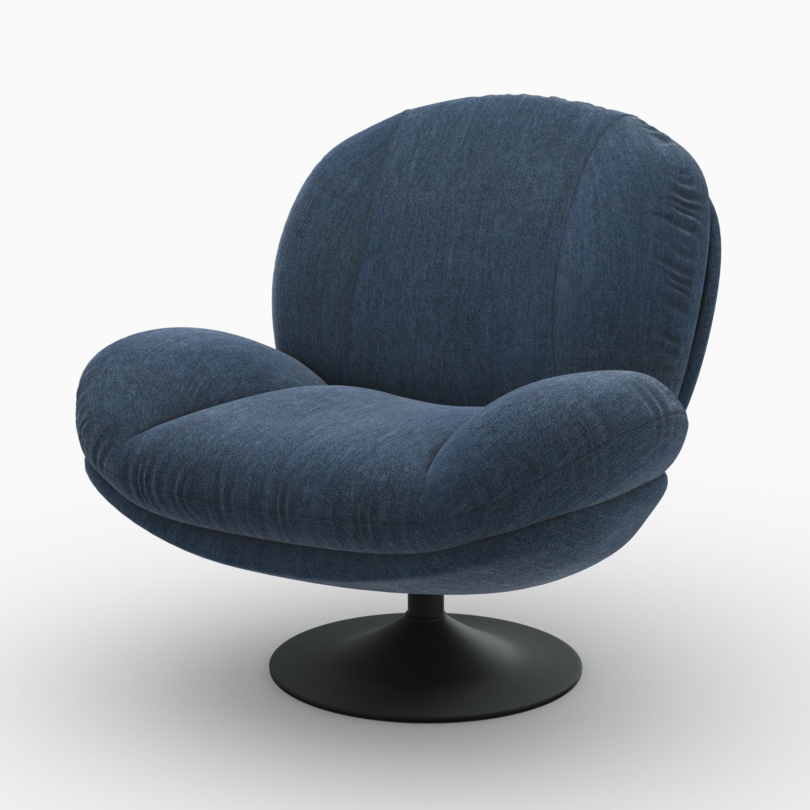 Ricci fauteuil bleu foncé effet velours pivotant