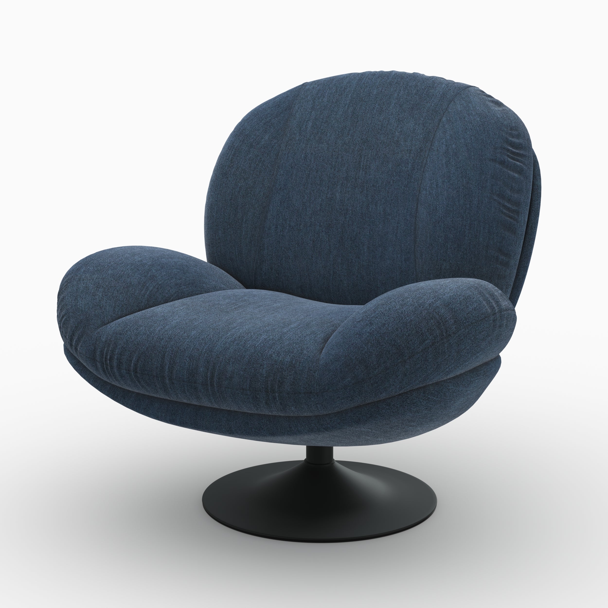 Ricci fauteuil bleu foncé effet velours pivotant
