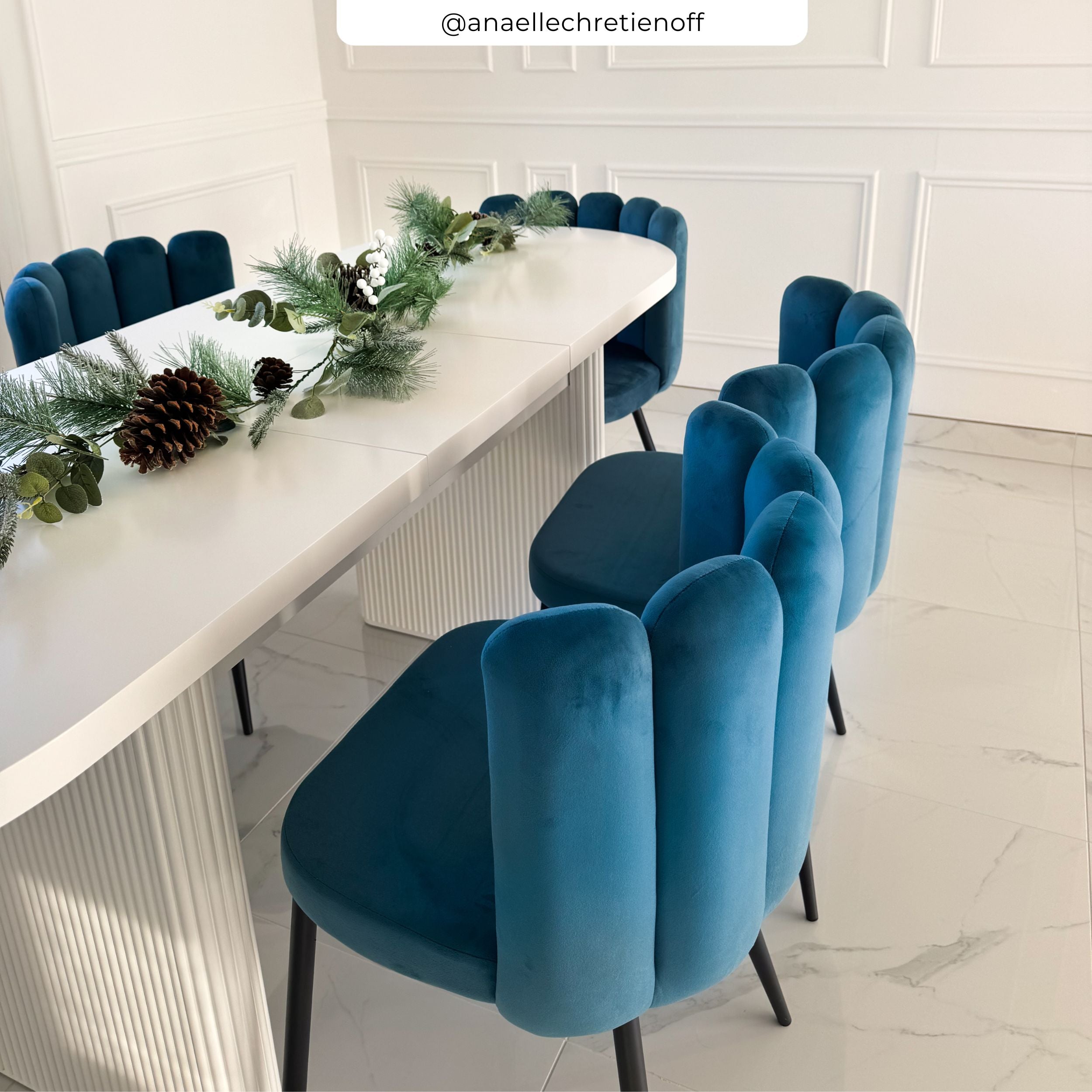 Rosy chaises velours bleu