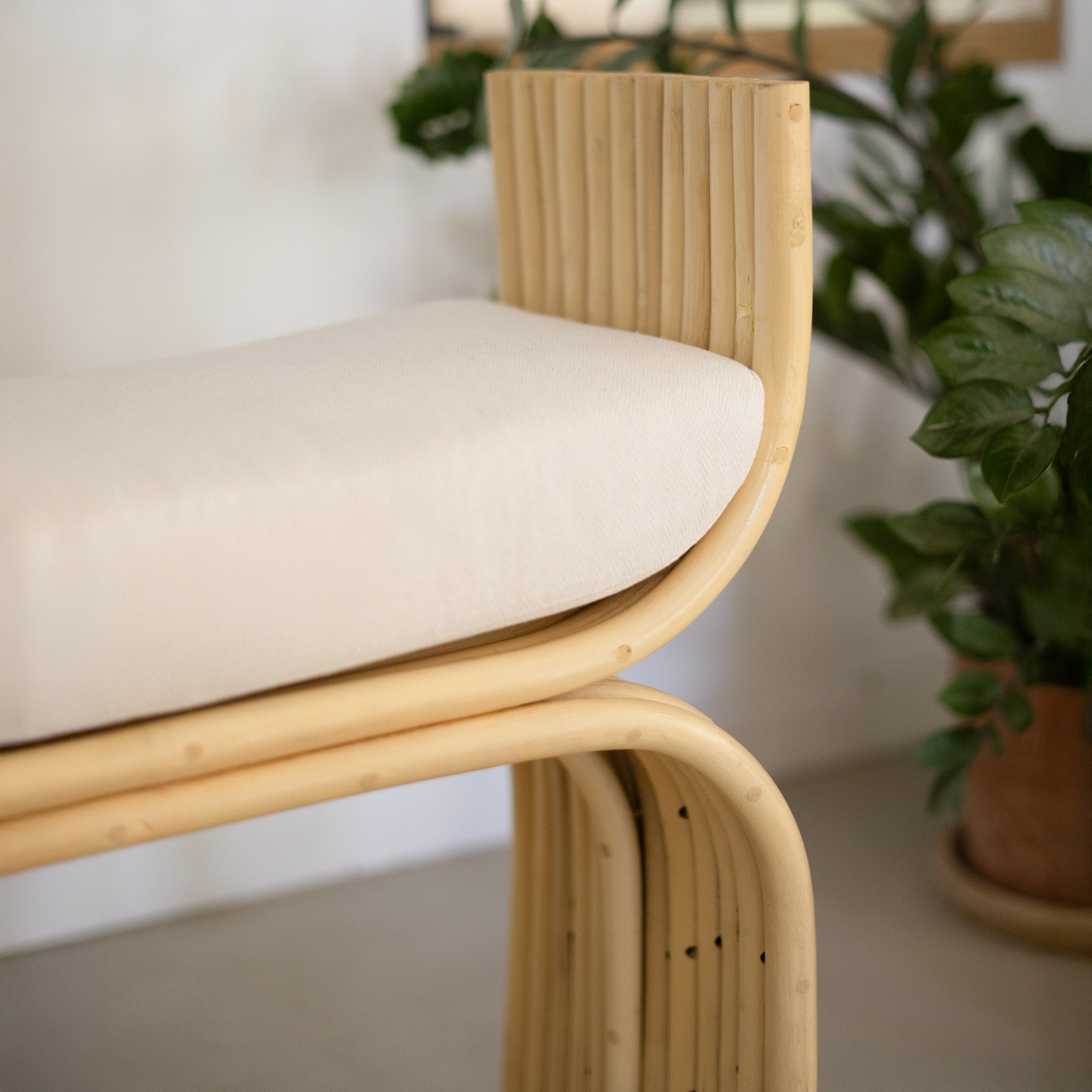 rattan e legno sgabello