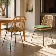 Lot de 2 chaises Tamara en rotin et tissu vert olive
