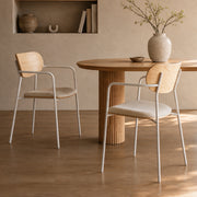Set di 2 sedie Marine in tessuto beige e impiallacciatura in legno chiaro