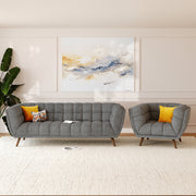 salon canape fauteuil tissu gris carmen