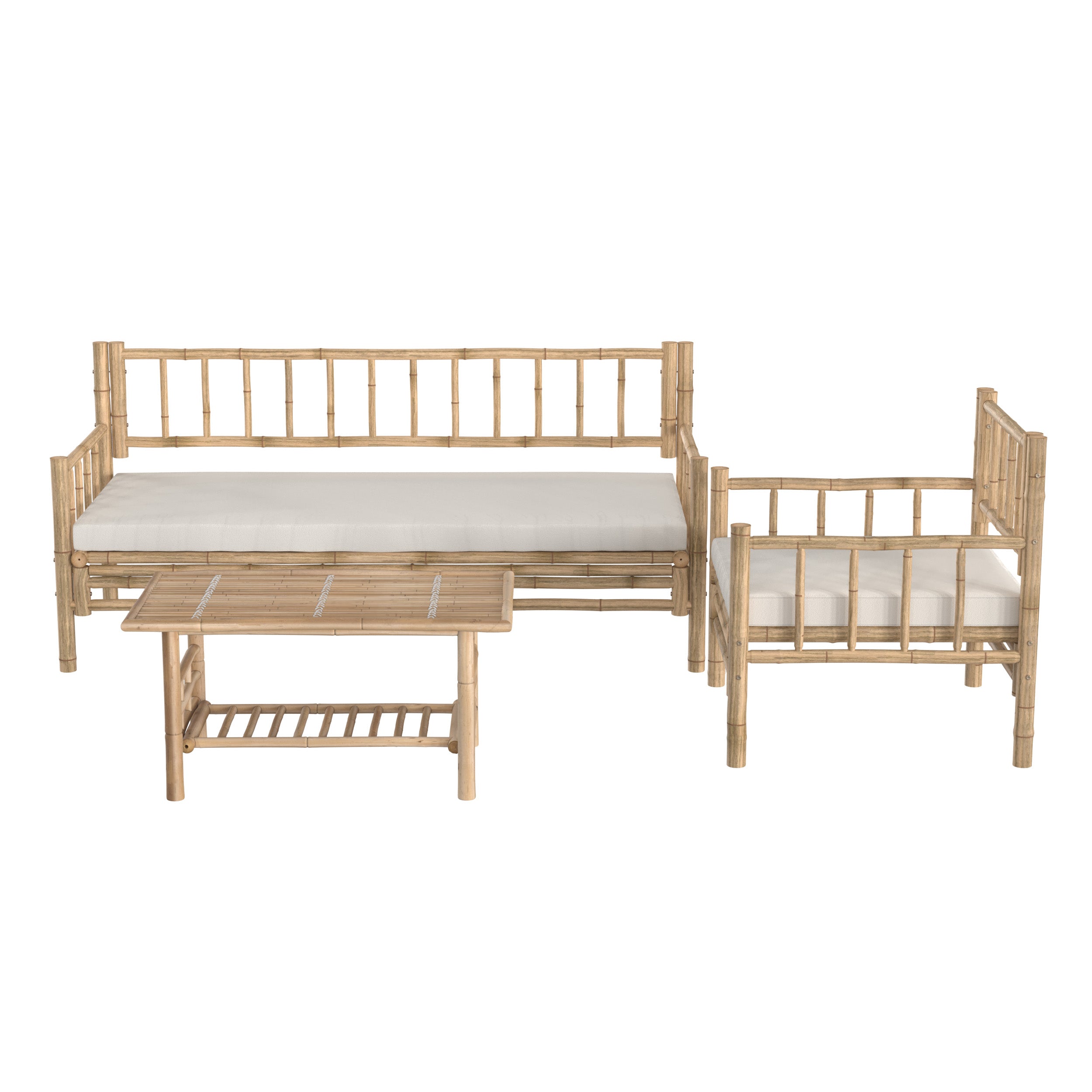 Salon de jardin en bambou Vadella 3 pieces