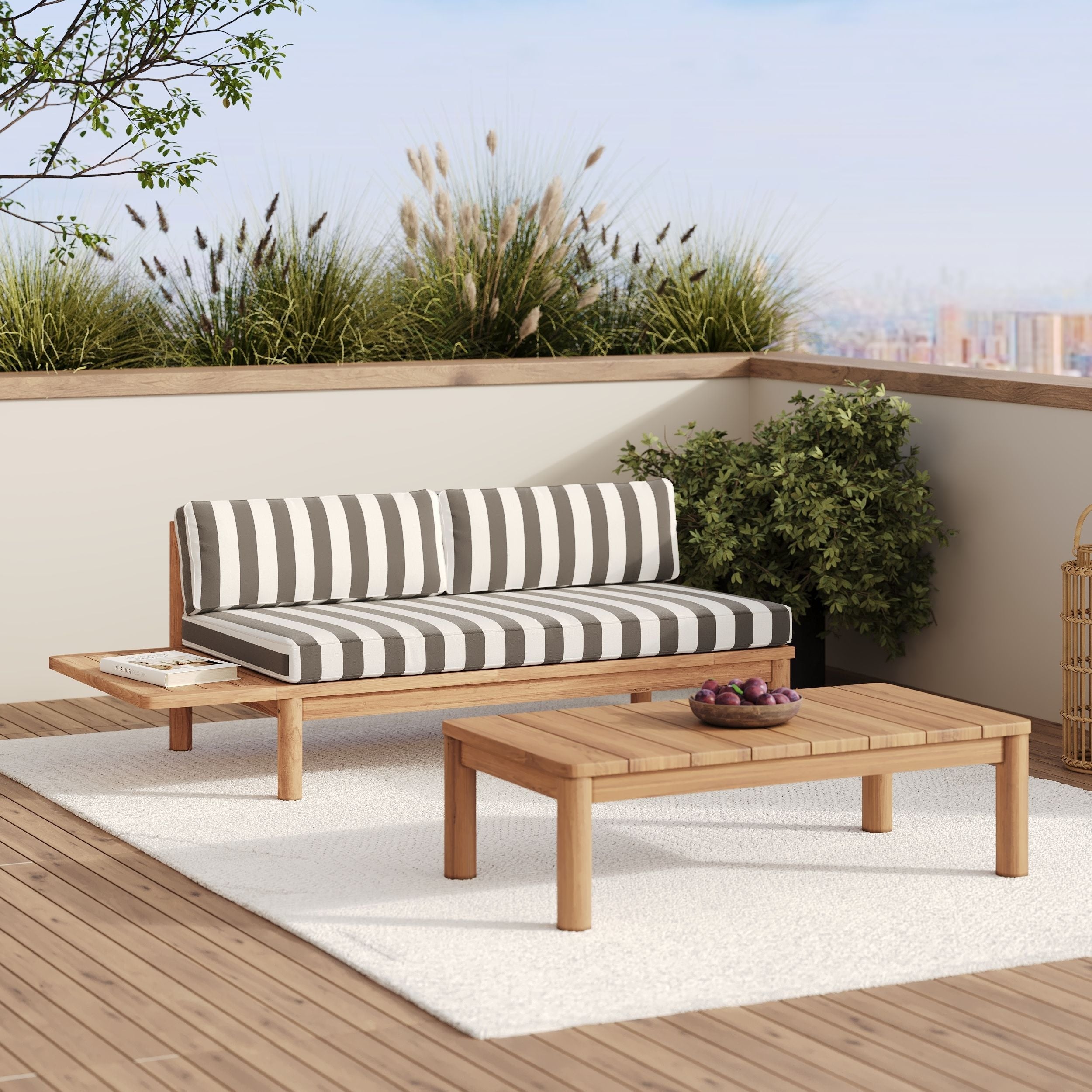 Salon de jardin Nadila gris rayé