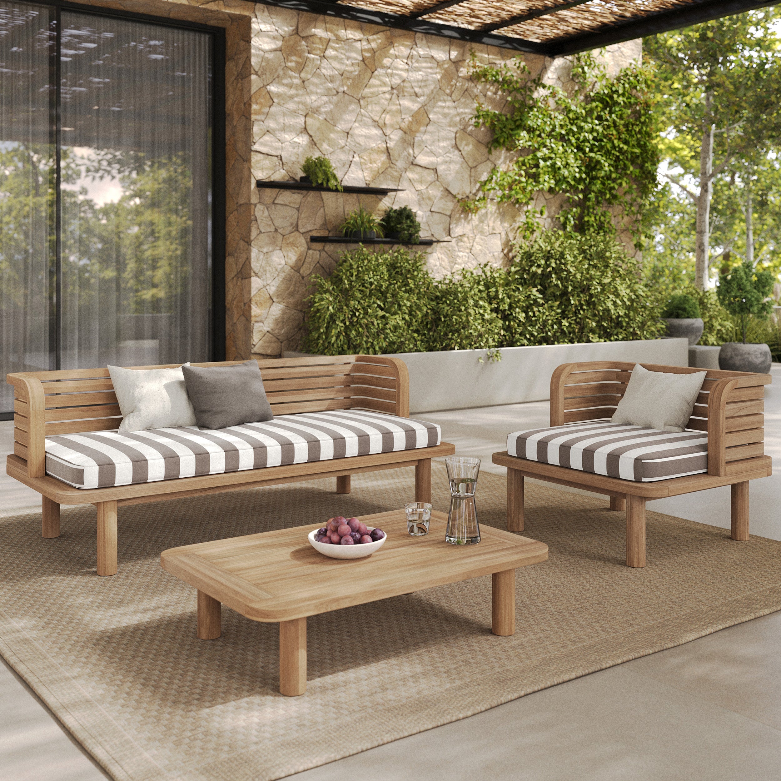 Salon de jardin rayé gris Kilda