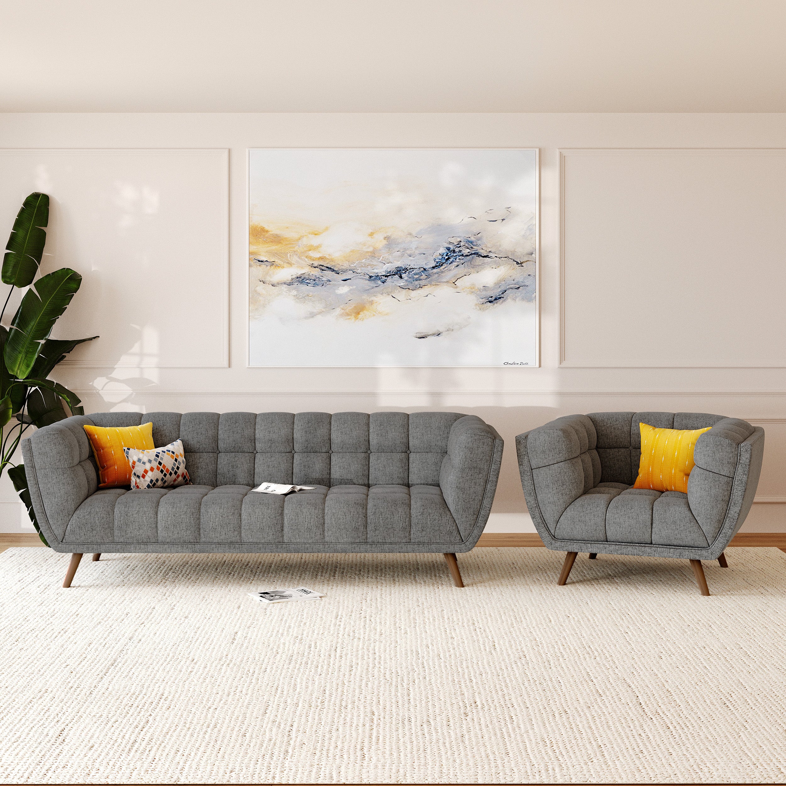 salon fauteuil tissu gris carmen