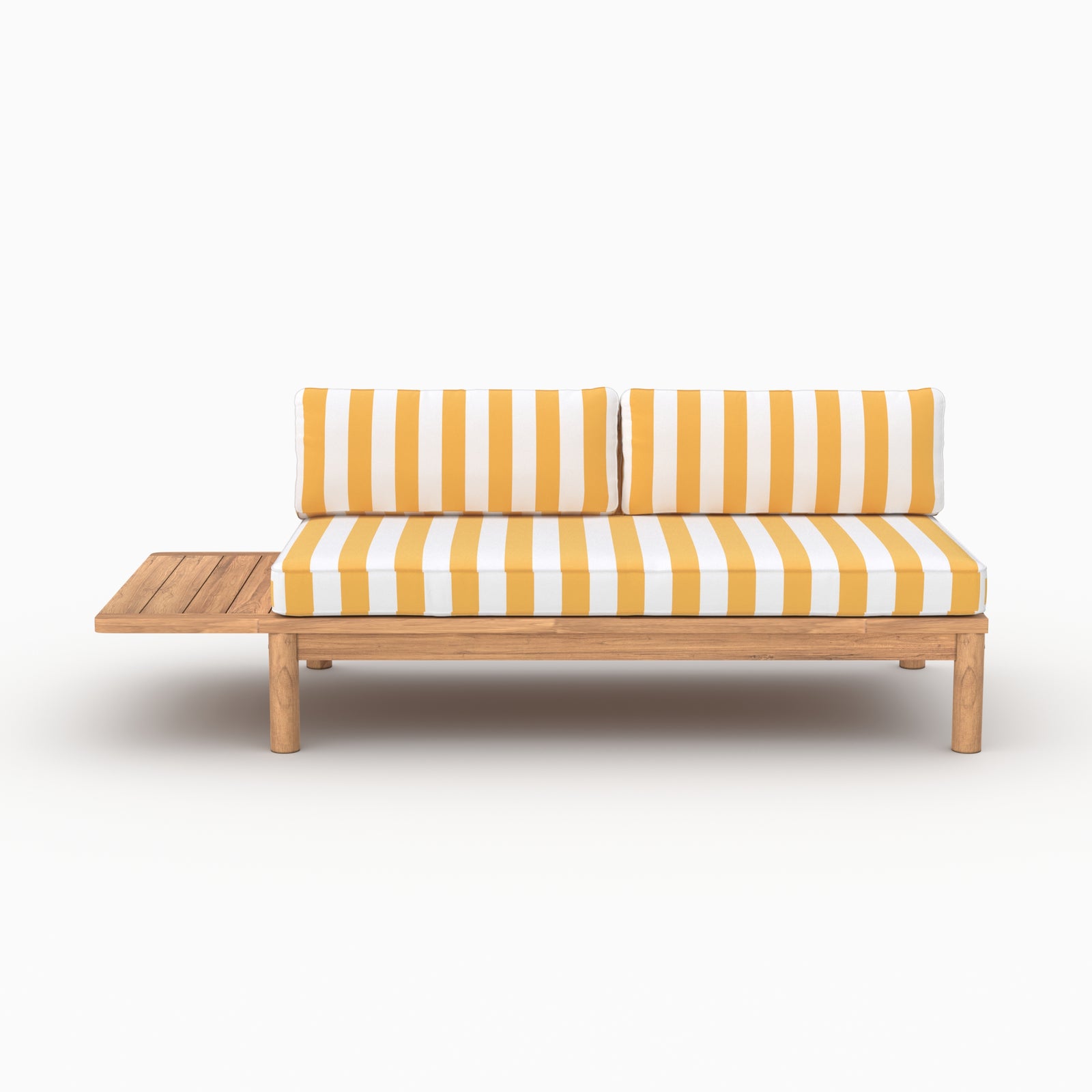 Salon jardin Nadila canapé teck massif 2 places jaune rayé
