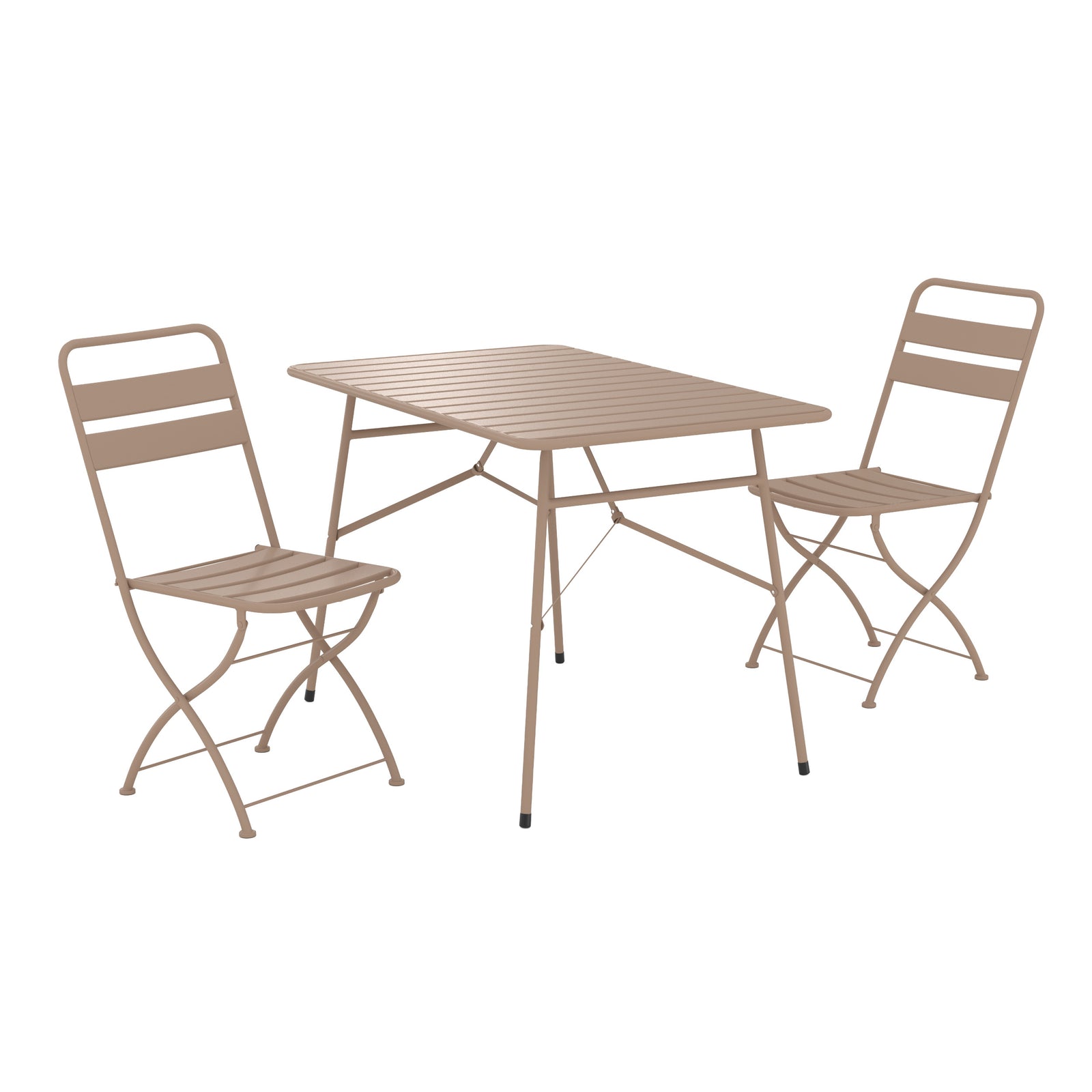 Salon jardin Yumi métal taupe table et chaises 4 personnes