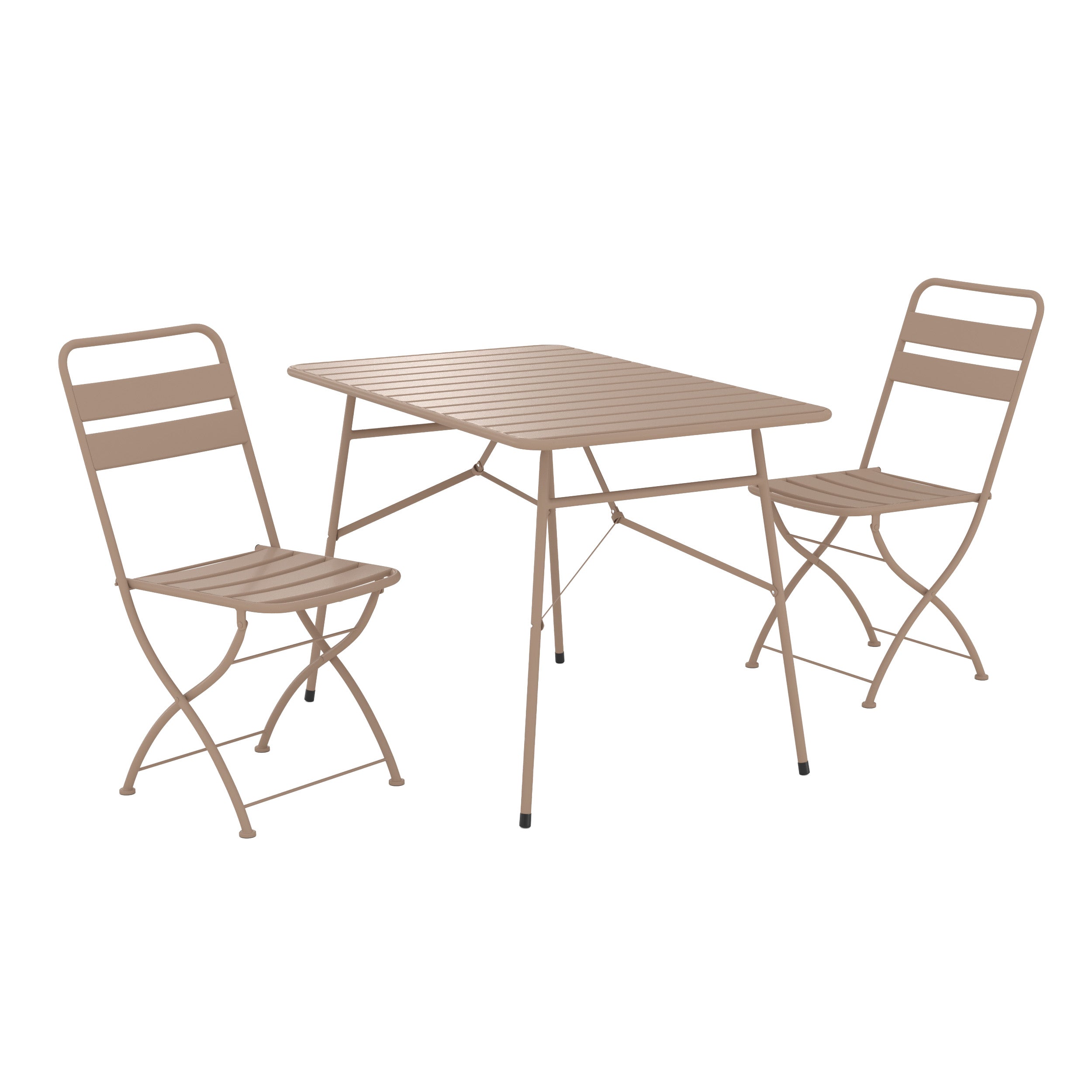 Salon jardin Yumi métal taupe table et chaises 4 personnes