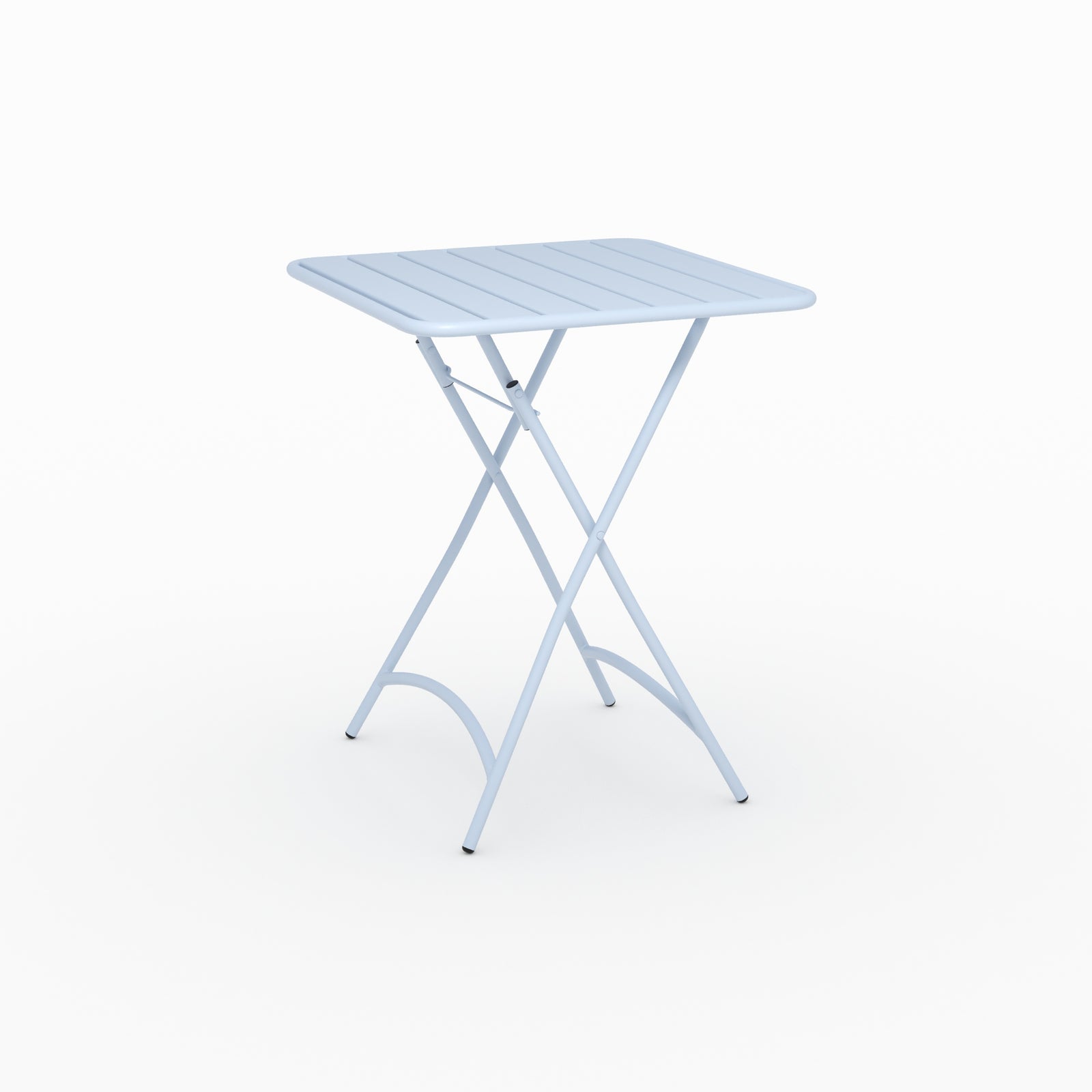 Salon jardin Yumi table chaises pliantes bleu métal 2 personnes