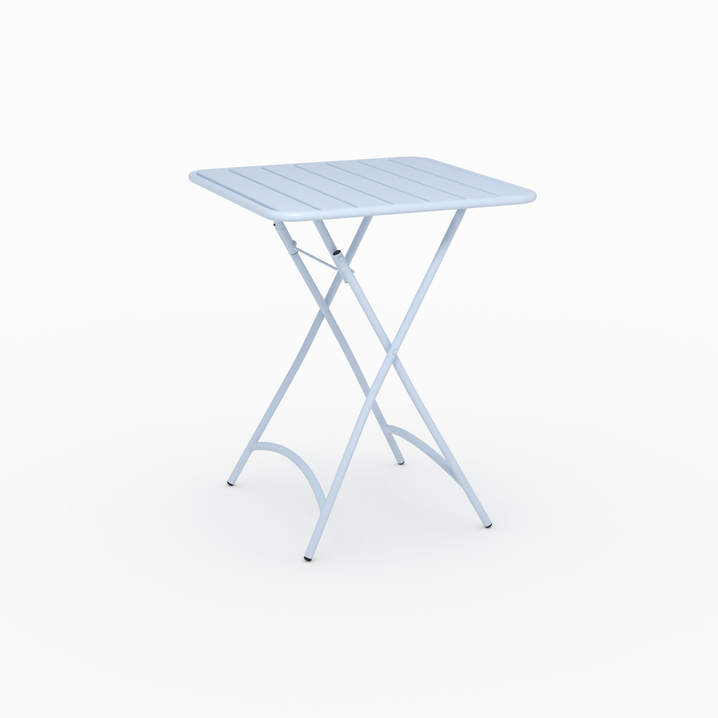 Salon jardin Yumi table chaises pliantes bleu métal 2 personnes