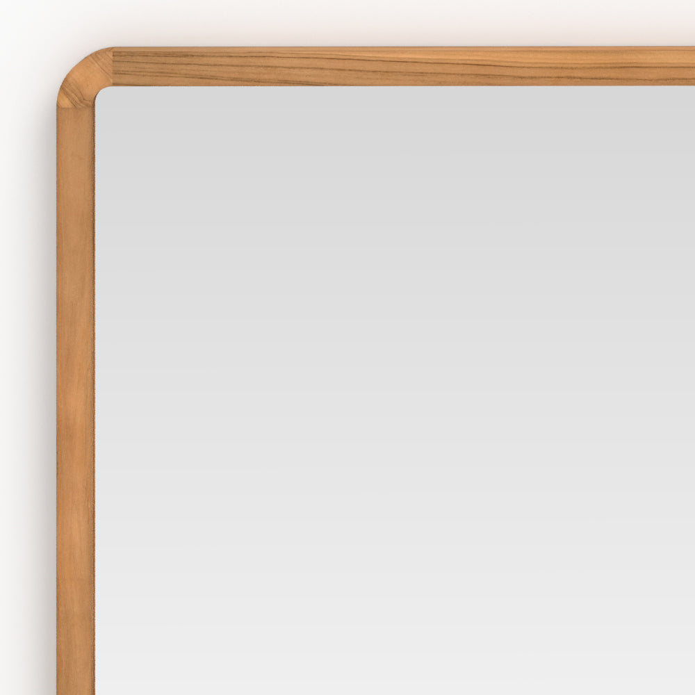 Specchio da parete per bagno quadrato in legno Vea teak