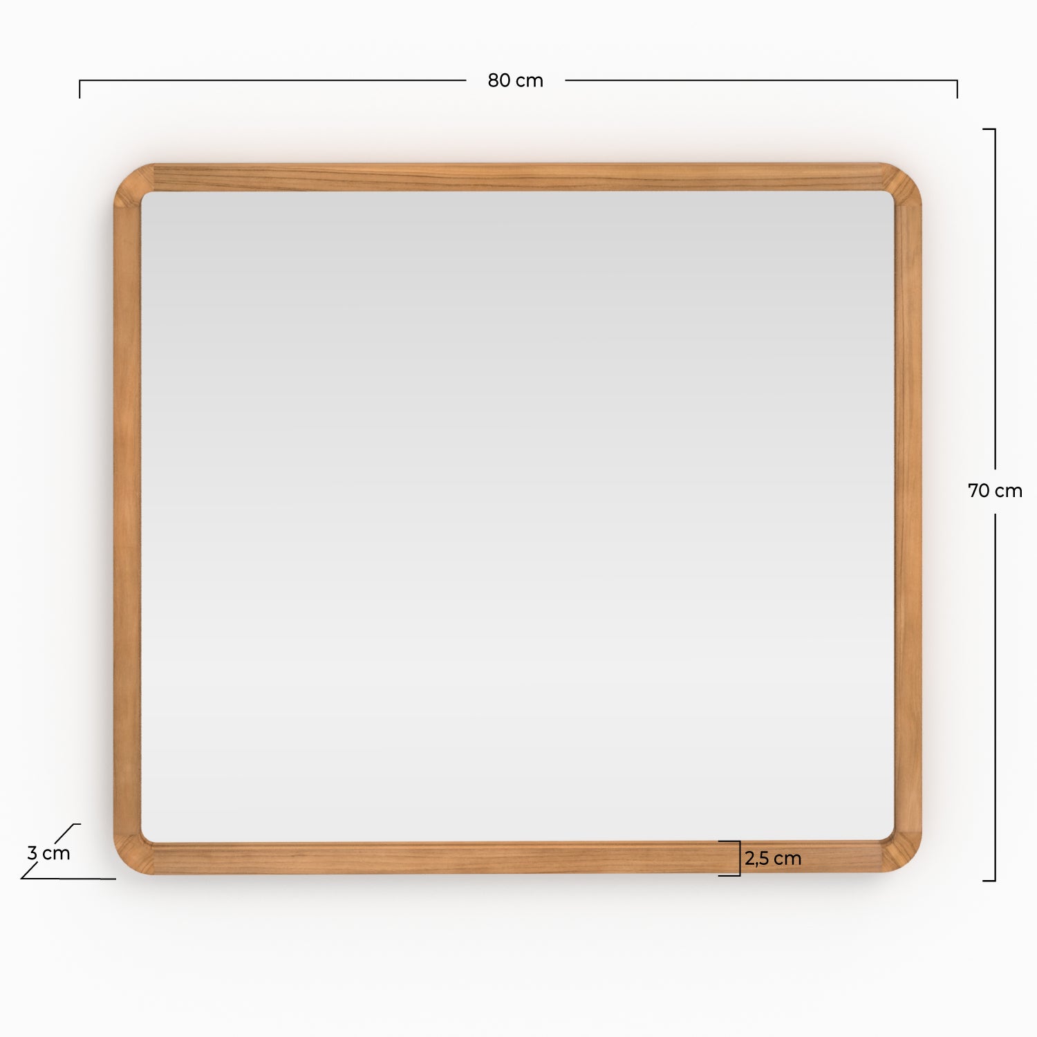 Specchio da parete quadrato per bagno in legno Vea
