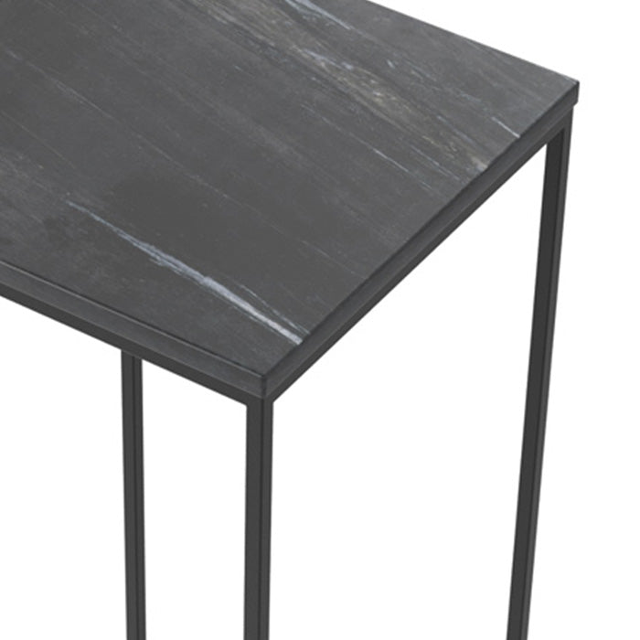 tavolino in marmo nero con piedi in metallo nero floki