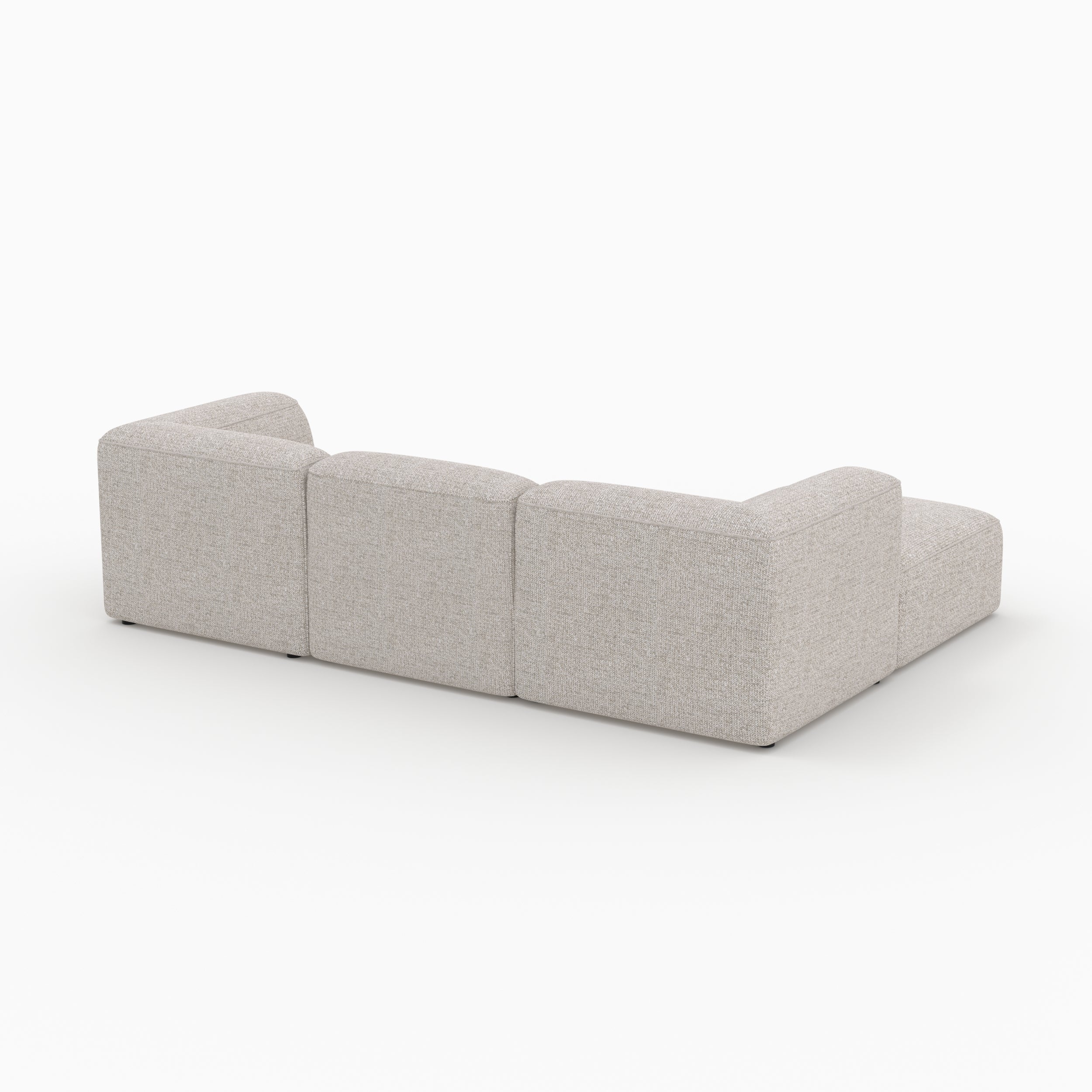 Set canapé Mina tissu beige modulable avec pouf 3 places